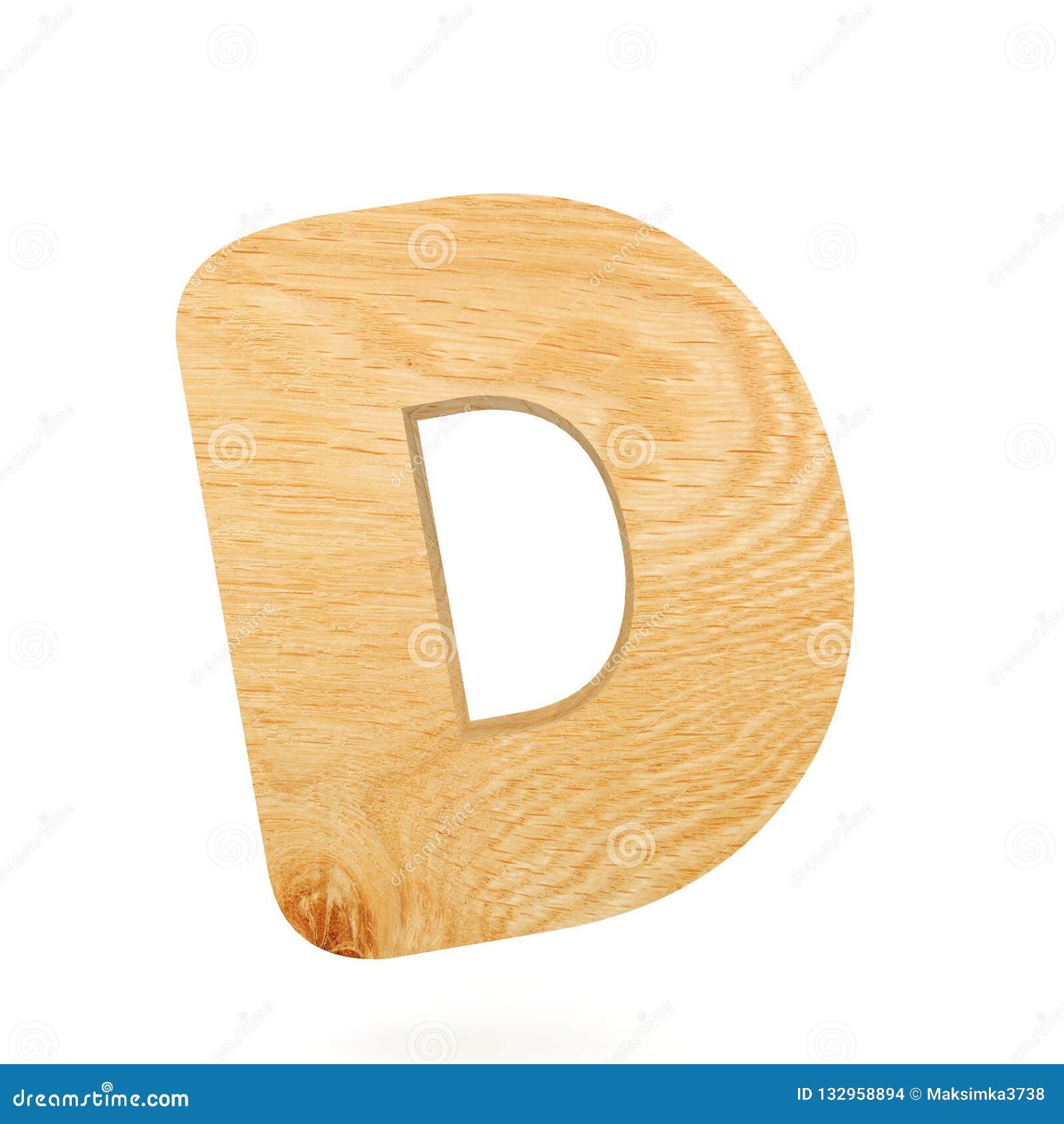 3D Decorative Wooden Alphabet, Capital Letter D. Stock Photo - Image of ...