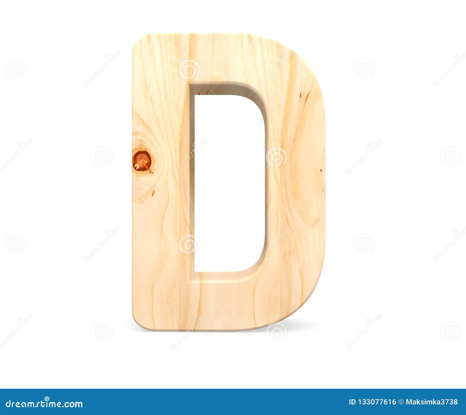 3D Decorative Wooden Alphabet, Capital Letter D. Stock Illustration ...