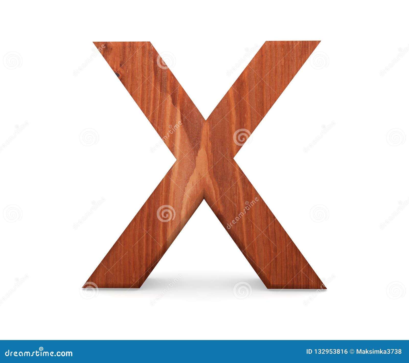 3D Decorative Wooden Alphabet, Capital Letter X. Stock Illustration ...