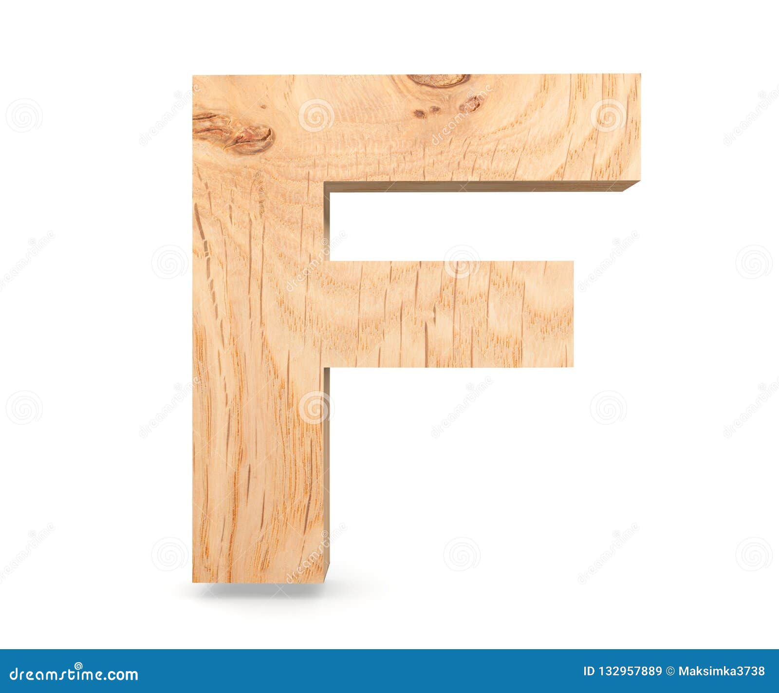 3D Decorative Wooden Alphabet, Capital Letter F. Stock Illustration ...
