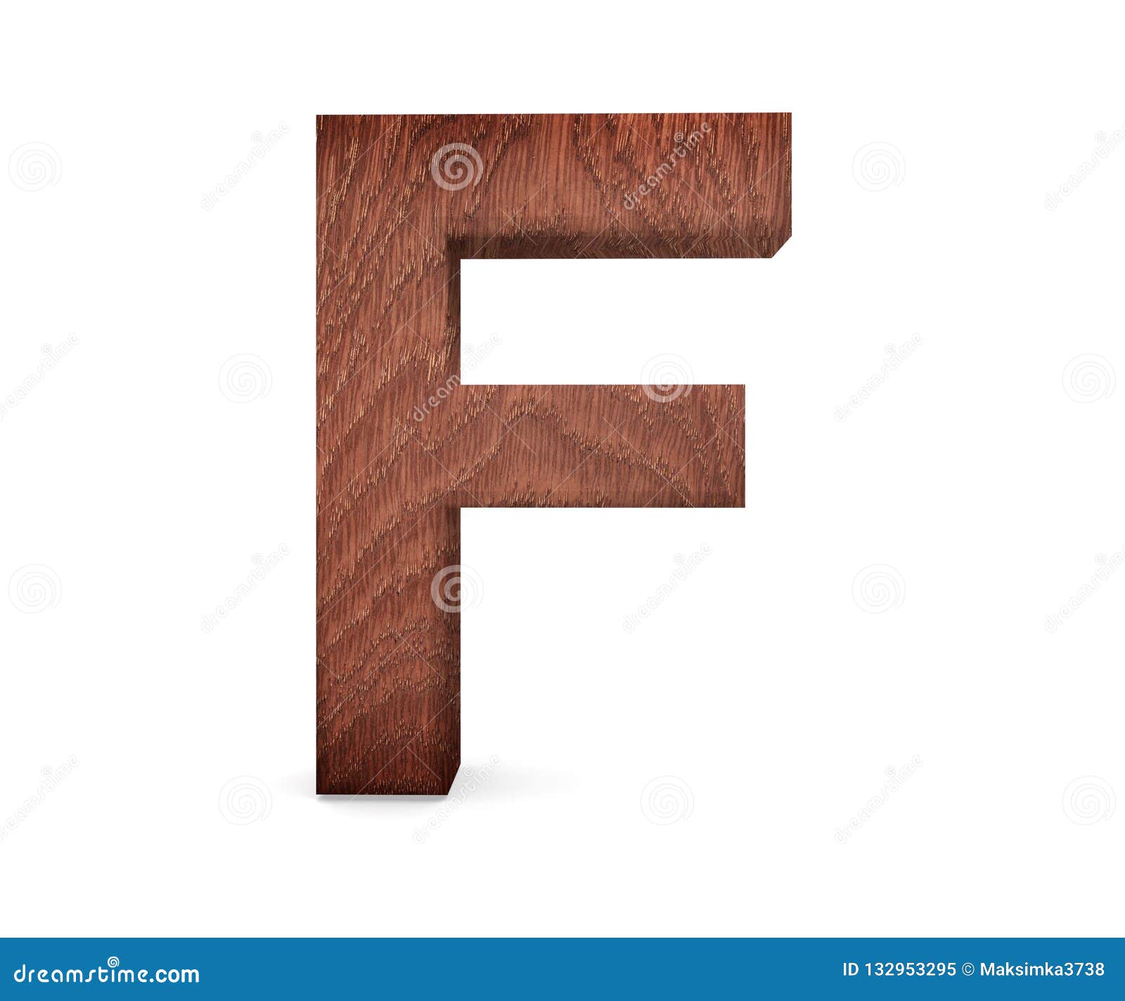 3D Decorative Wooden Alphabet, Capital Letter F. Stock Illustration ...