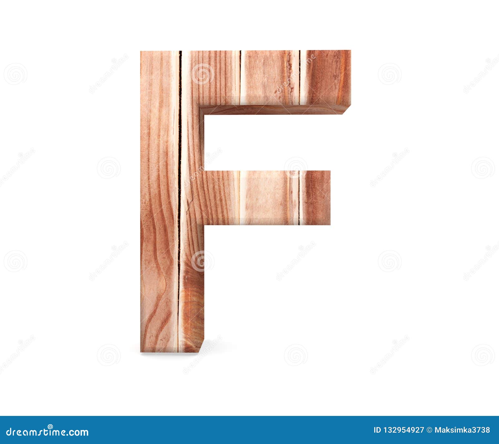 3D Decorative Wooden Alphabet from Planks, Capital Letter F. Stock ...