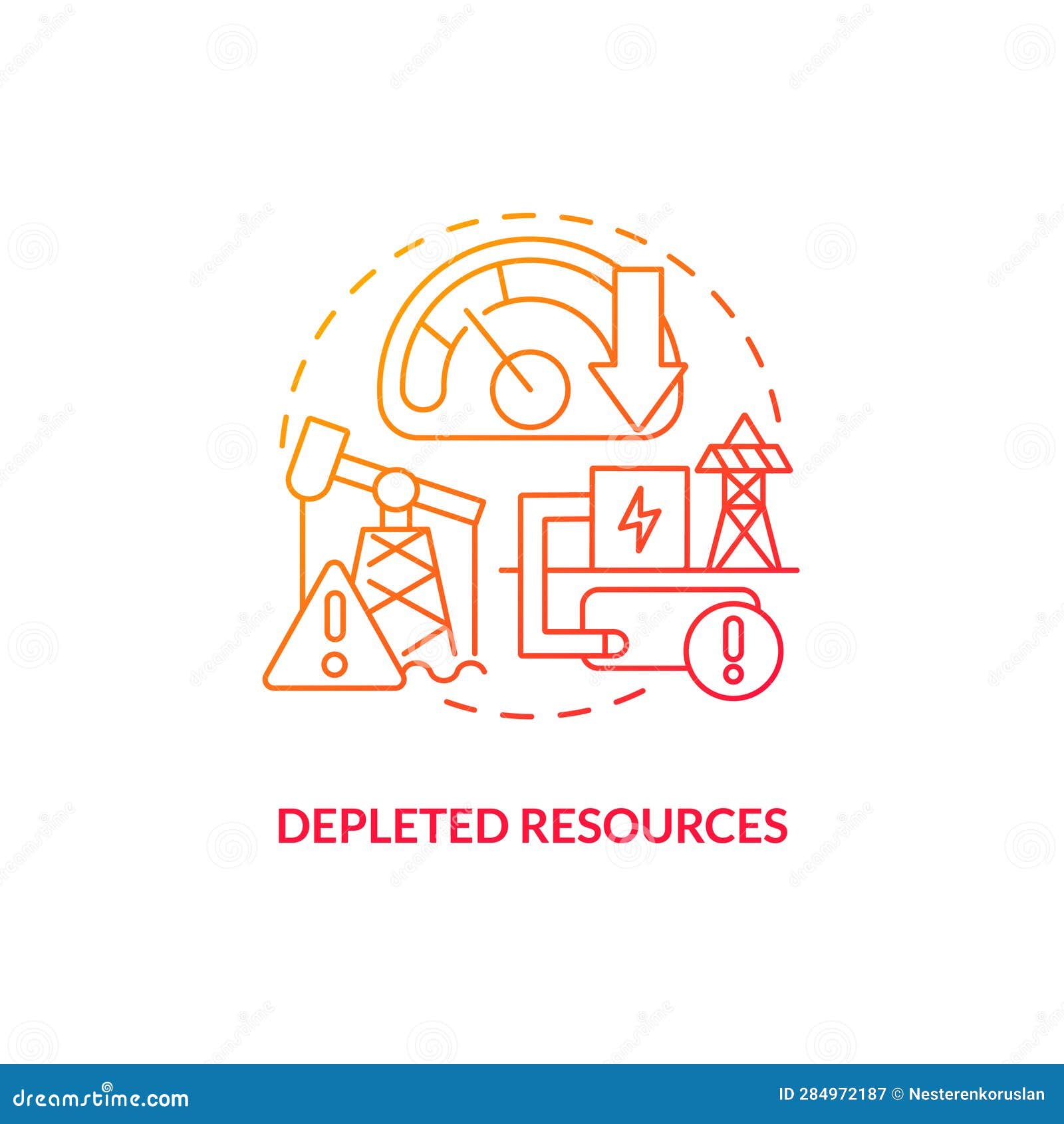 2d depleted resources concept icon
