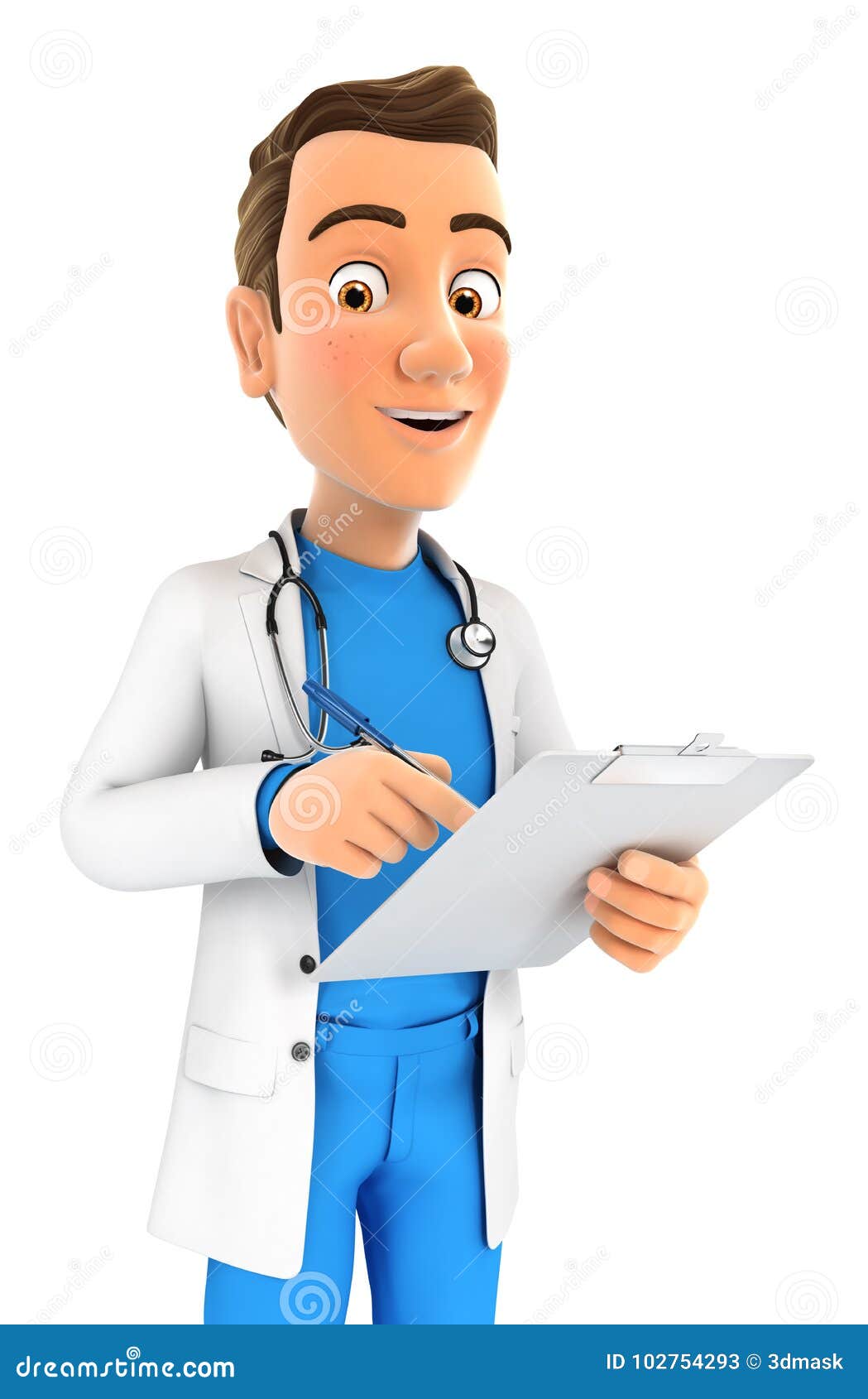 Doctor Writing Notes On A Prescription Pad Cartoon Vector