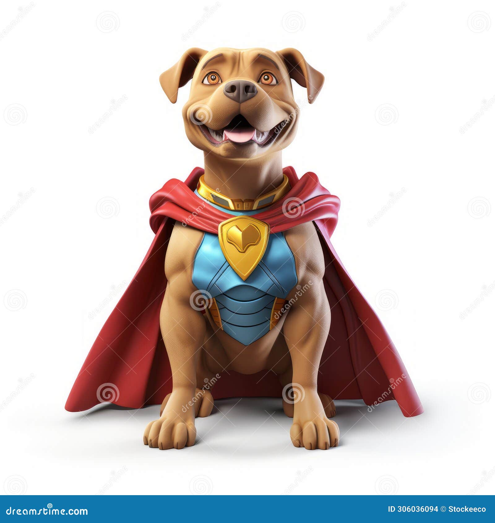 superhero dog: 3d  of a dog dressed as a superhero