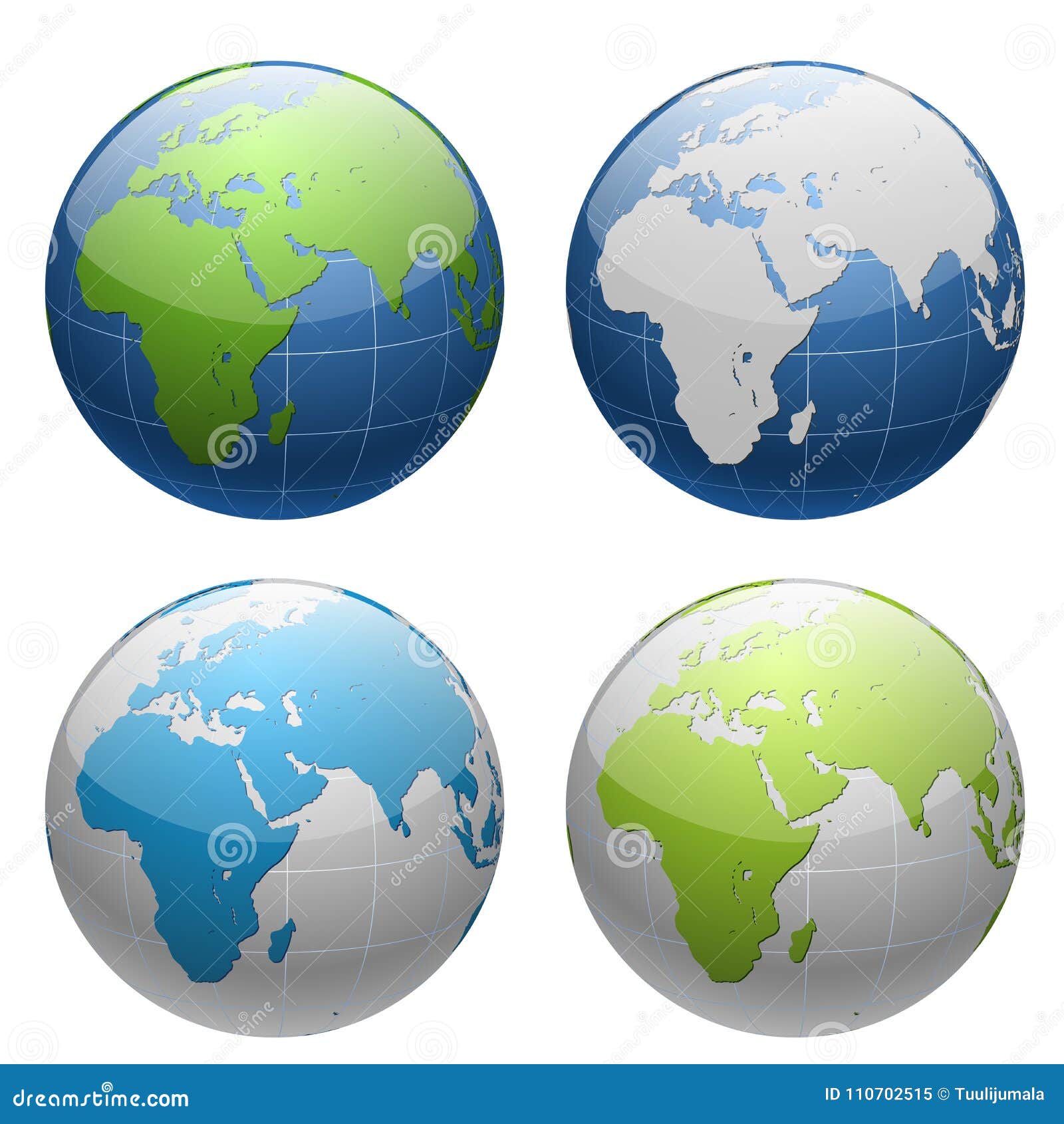 3D Earth Globe Icon Set stock vector. Illustration of green - 110702515