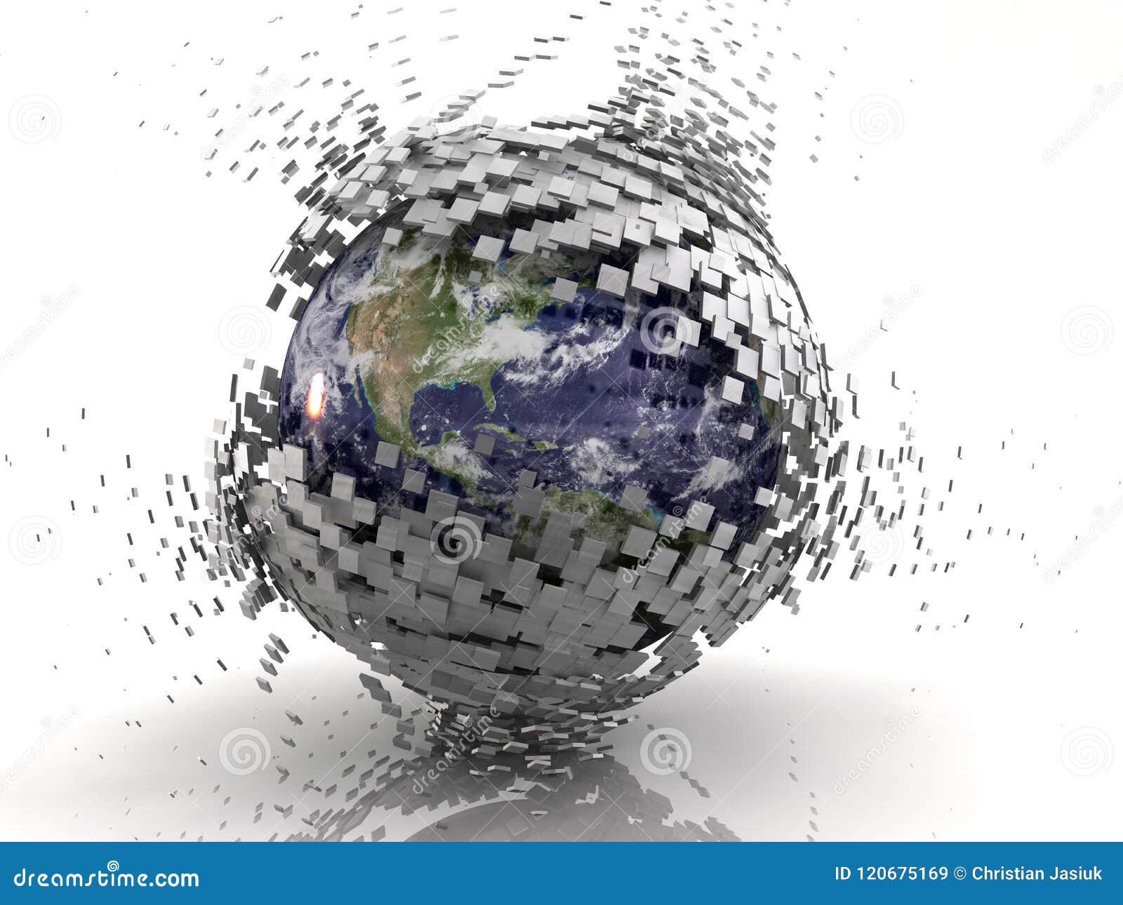3D Earth Metal Sphere Explosion Stock Illustration Illustration of