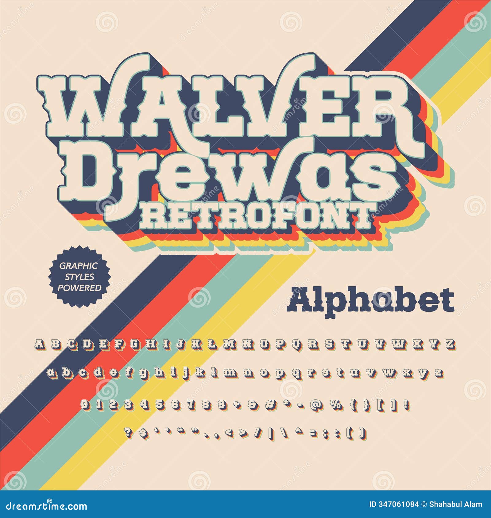 3d effect walver drewas retro vintage display bold font alphabet  files