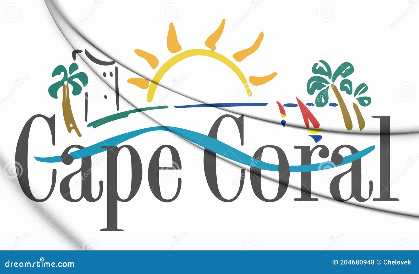 3d emblem of cape coral florida state, usa.