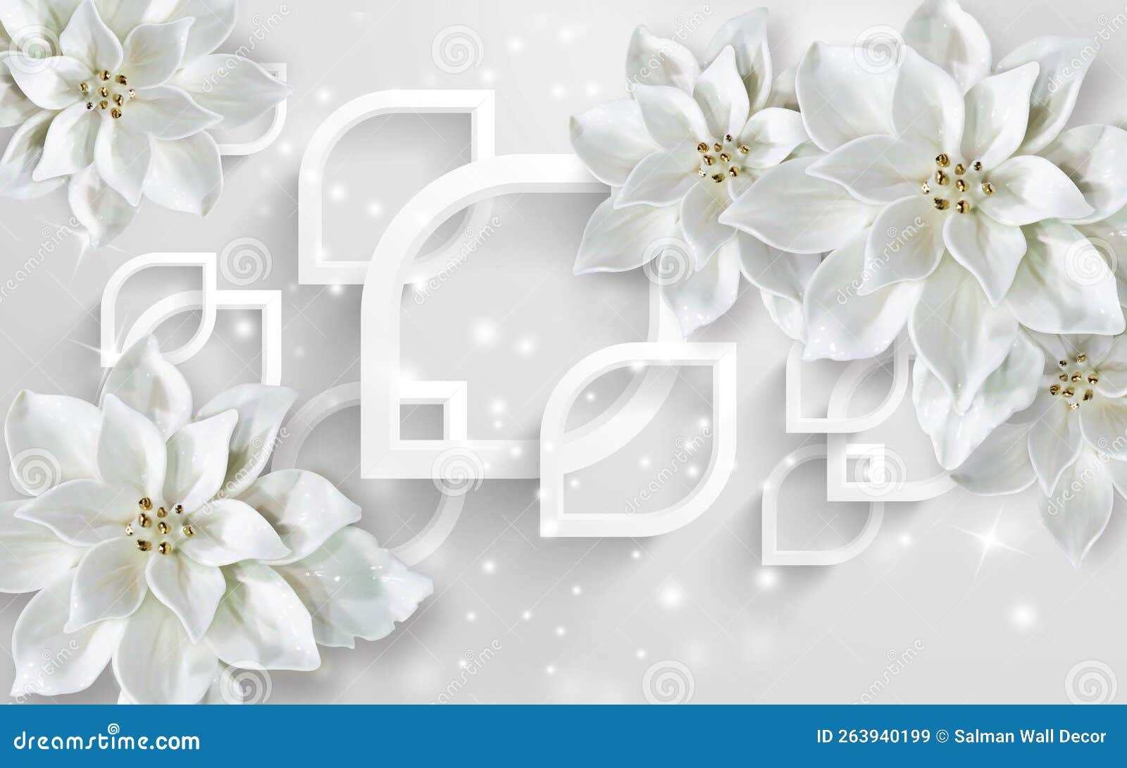 3d Embossed White Flower Design Stock Illustration Illustration of