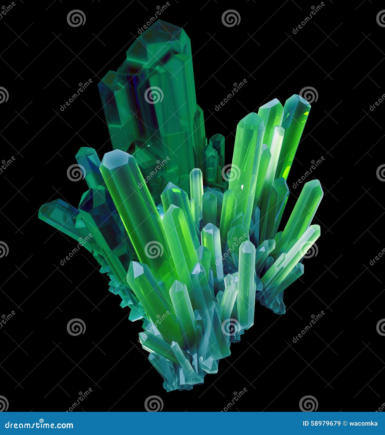 Download 3d Emerald Green Crystal, Abstract Faceted Gem, Rough ...