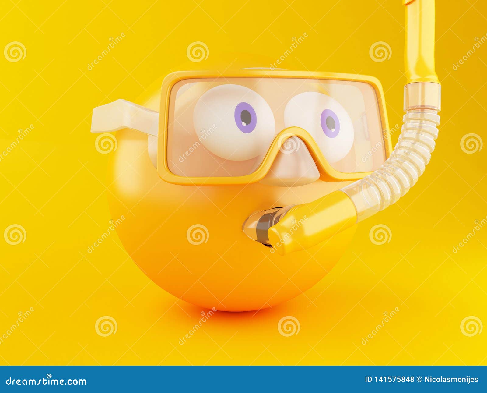 3d Emoji scuba diving stock illustration. diving -