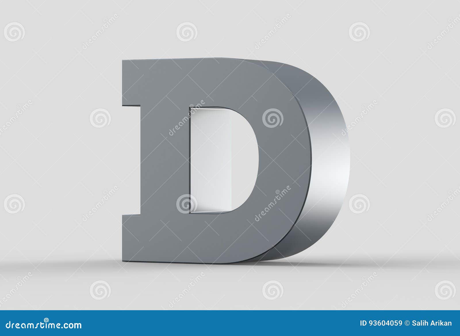 3D Extruded Uppercase Letter D Isolated on Soft Gray Background. Stock ...