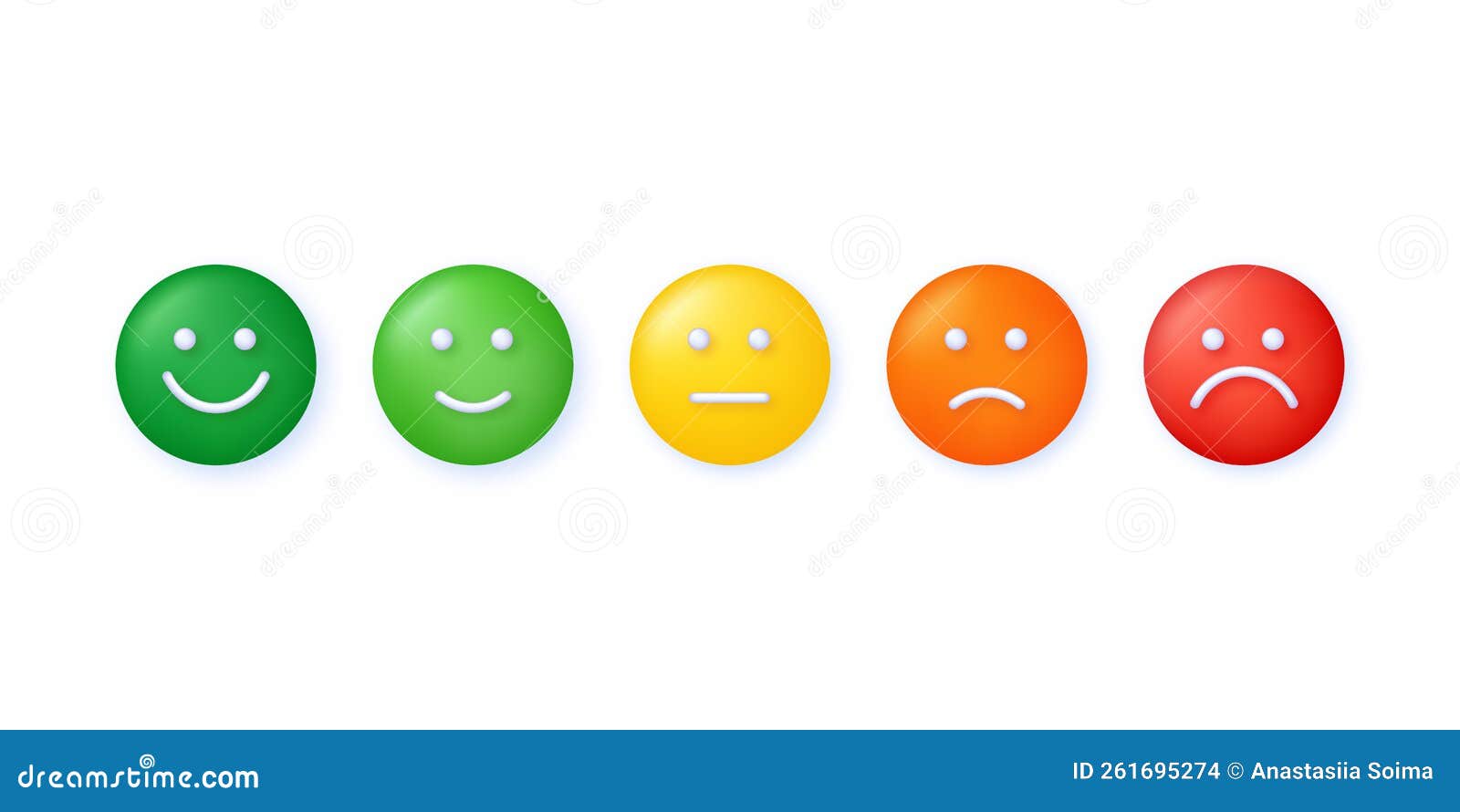 3D Feedback Emotion Scale Illustration. Reviews with Good and Bad ...
