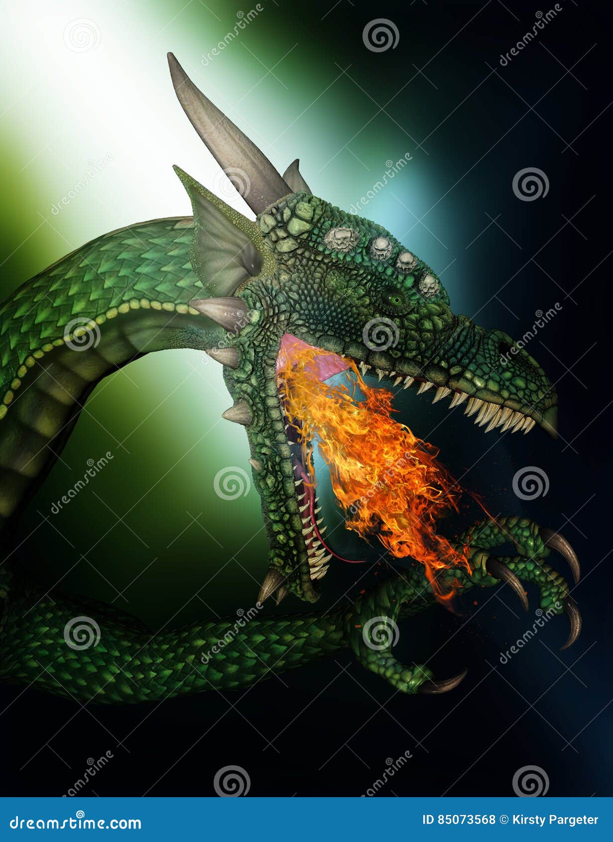 3D Fire Breathing Fantasy Dragon Stock Illustration Illustration of