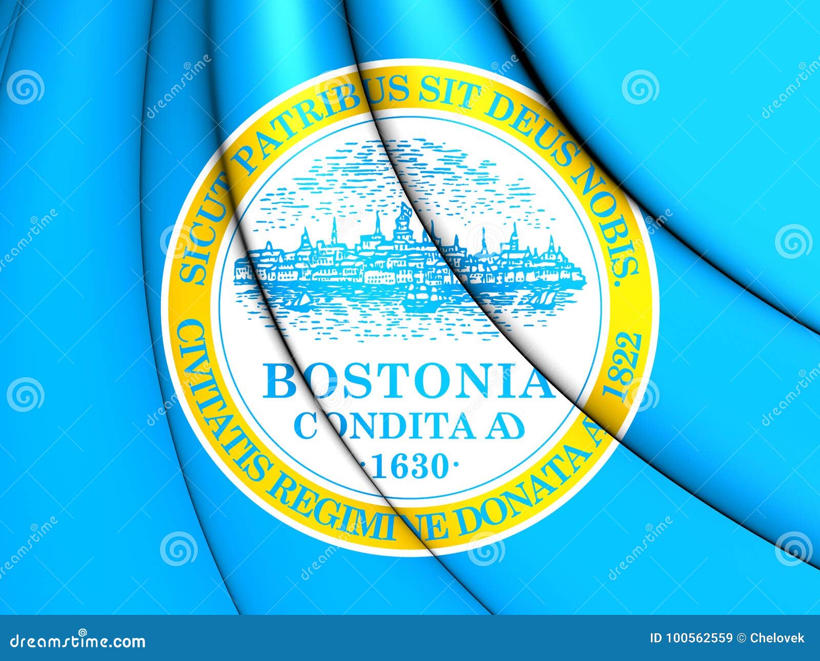 Flag of Boston, USA. stock illustration. Illustration of united 100562559