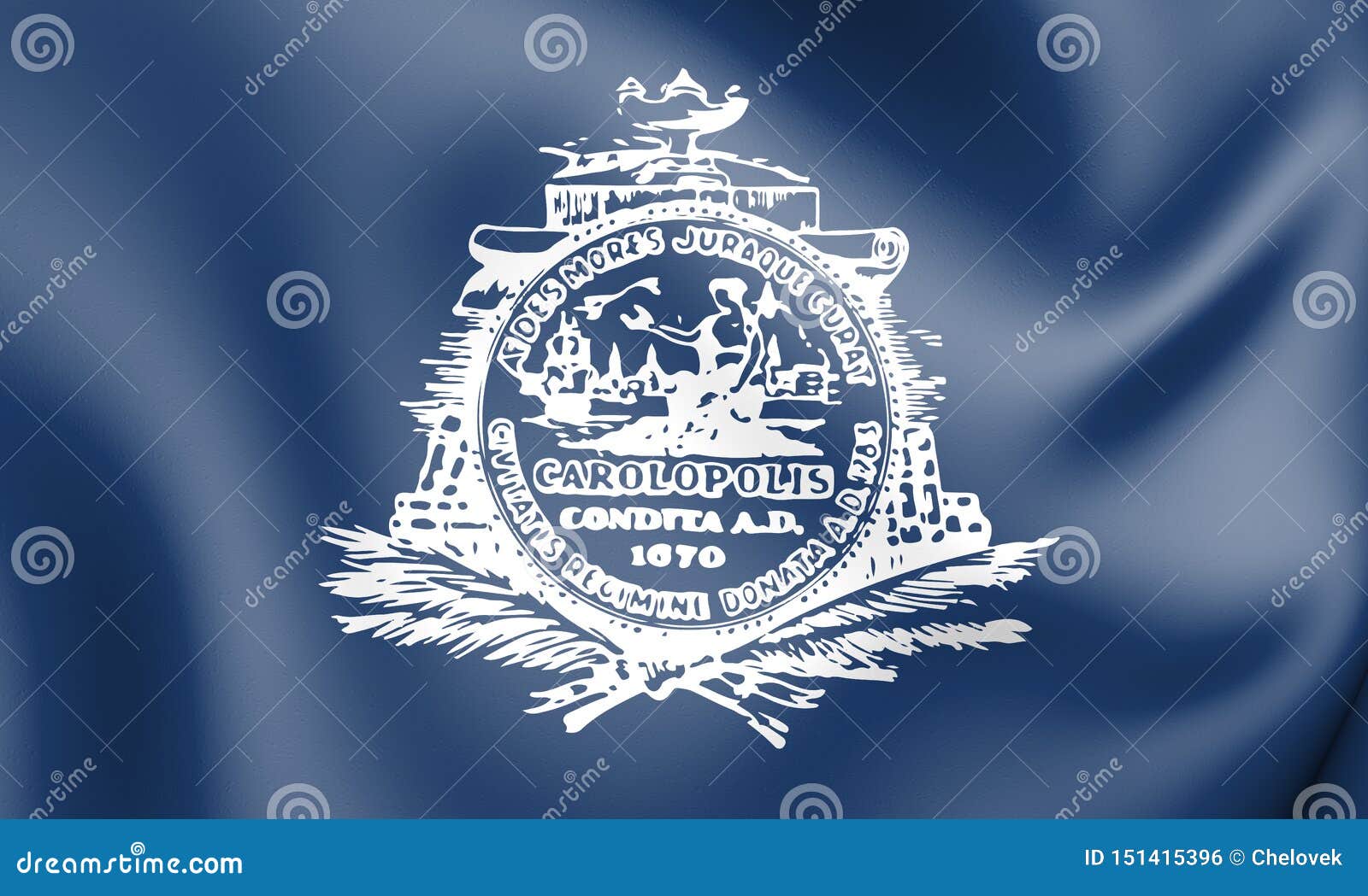 3D Flag of Charleston South Carolina, USA. Stock Illustration