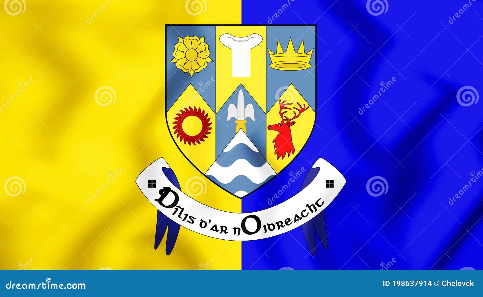 3d flag of clare county, ireland.