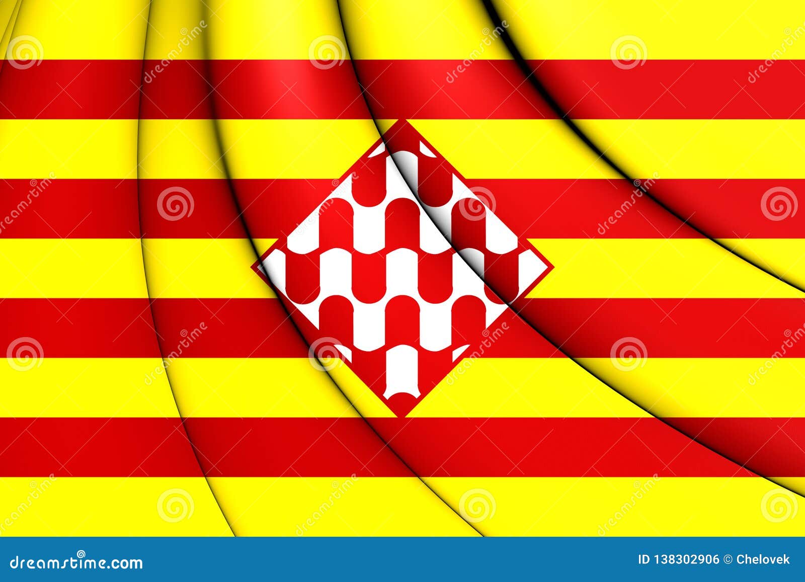 3d flag of girona province, spain.
