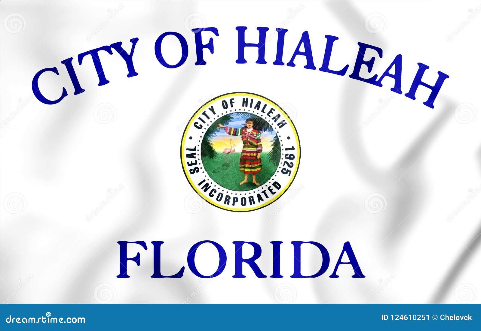 3D Flag of Hialeah Florida, USA. Stock Illustration - Illustration of  curve, flag: 124610251