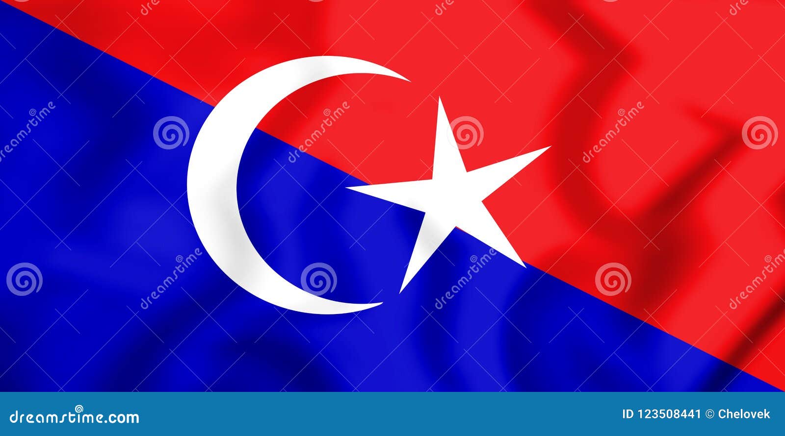 3D Flag of Johor Bahru Johor, Malaysia. Stock Illustration