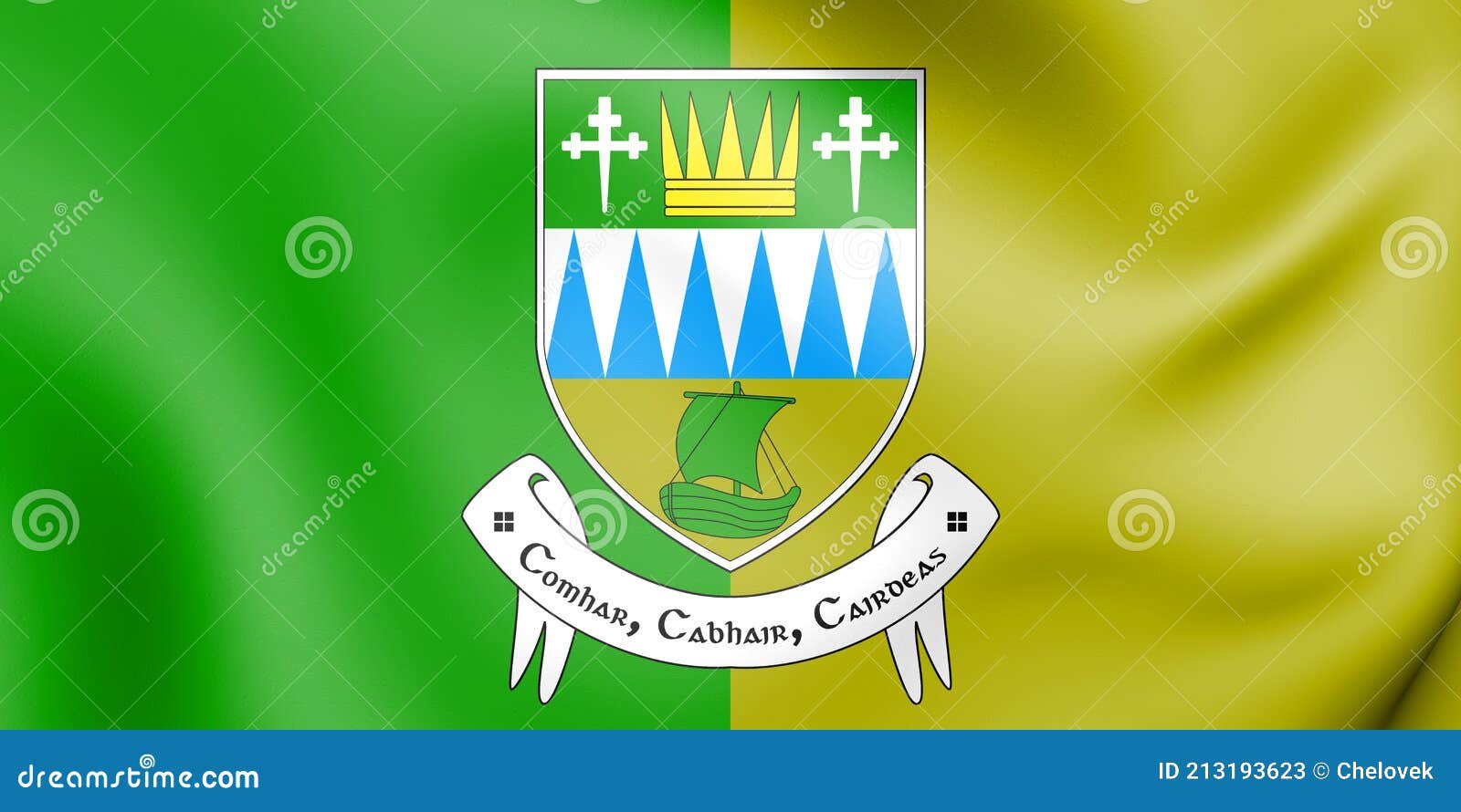 3d flag of kerry county, ireland.