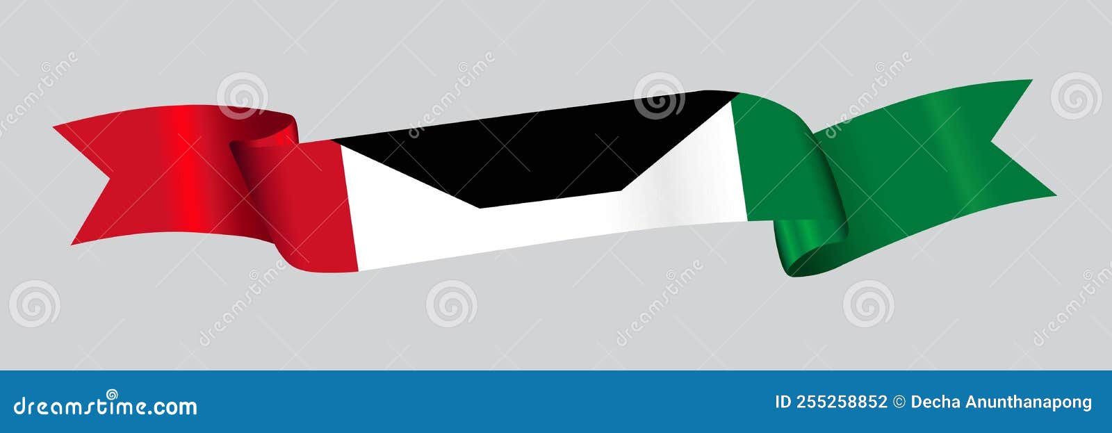 3D Flag of Kuwait on Ribbon Stock Vector Illustration of ribbon