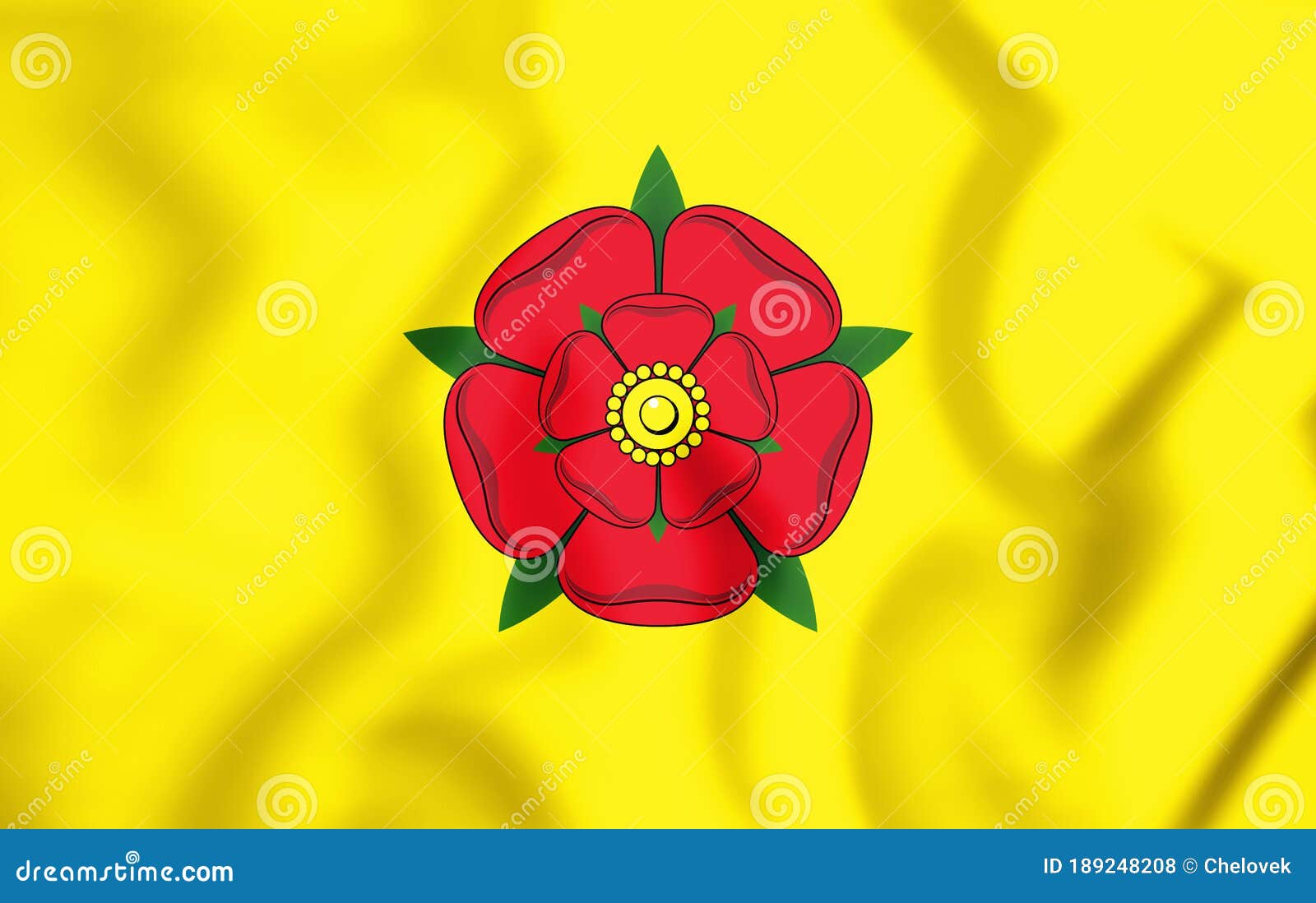 3d flag of lancashire county, england.