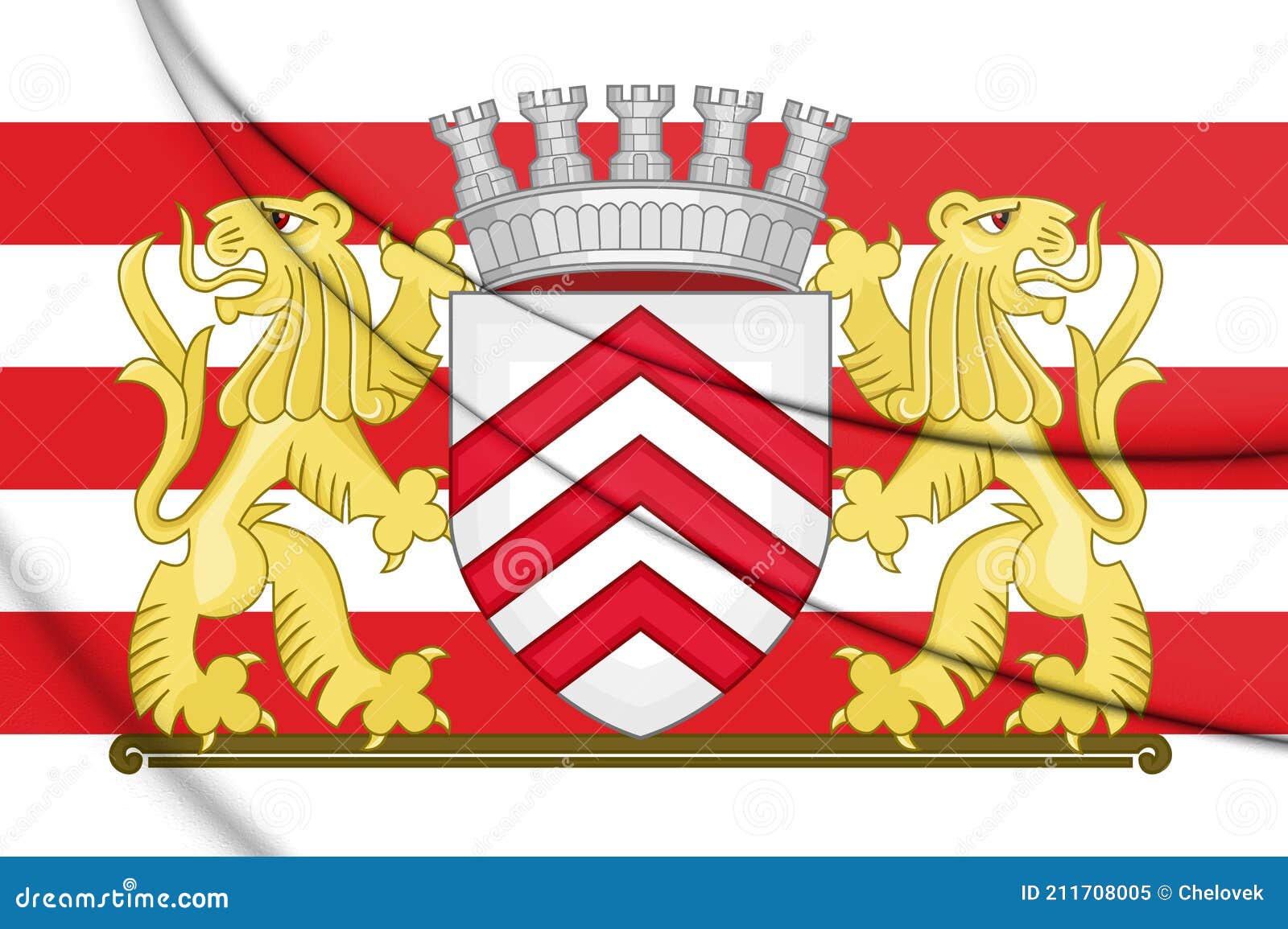 3d flag of lier antwerp, belgium.