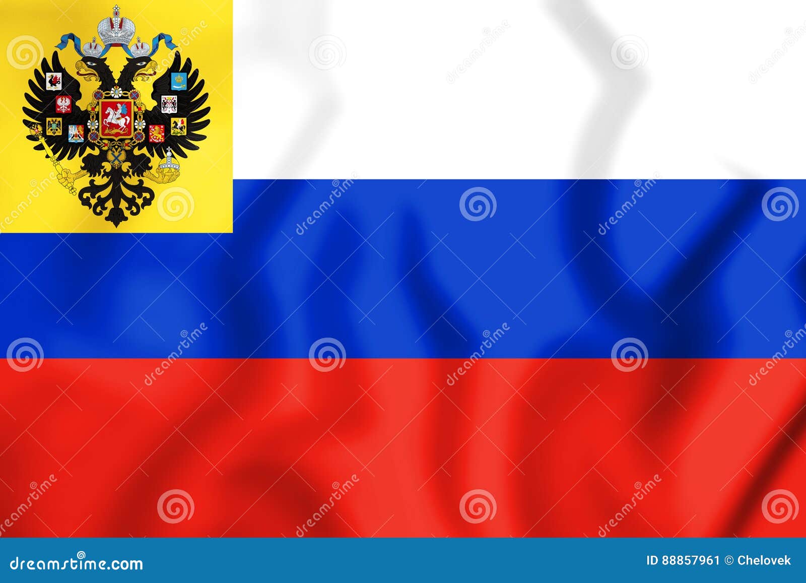 Flag of the Russian Empire Waving in the Wind 3d-rendering Stock