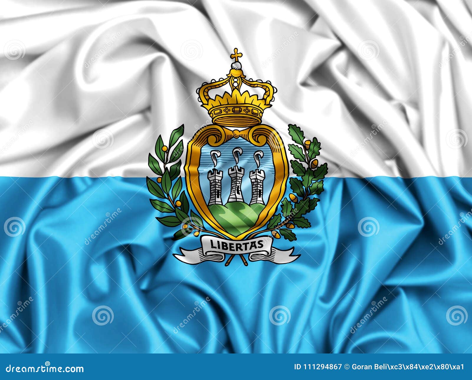 Download 3d Flag Of San Marino Waving In The Wind Stock Illustration - Illustration of flag, history ...