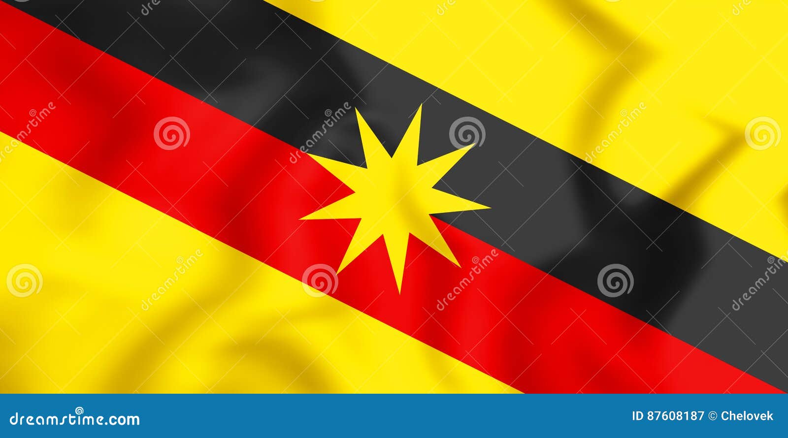 Flag Sarawak Brush Strokes. Waving Flag Of Sarawak State On Transparent