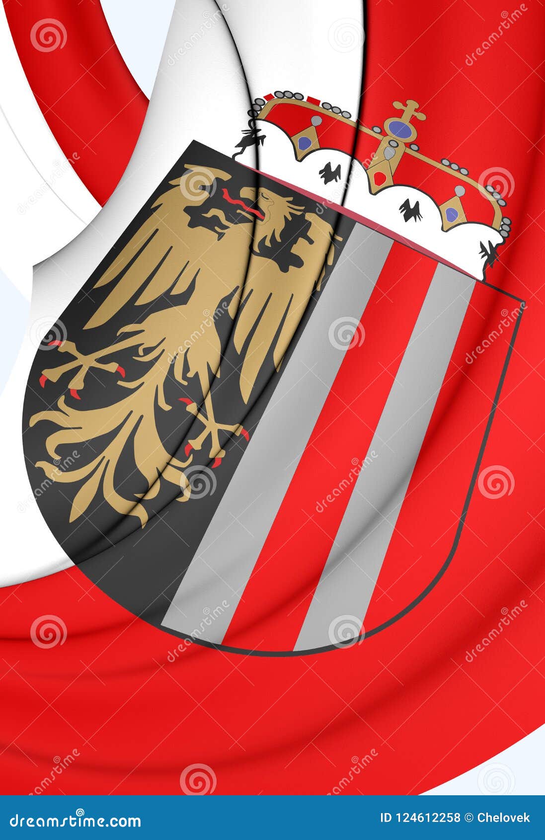 3d flag of upper austria, oberosterreich.
