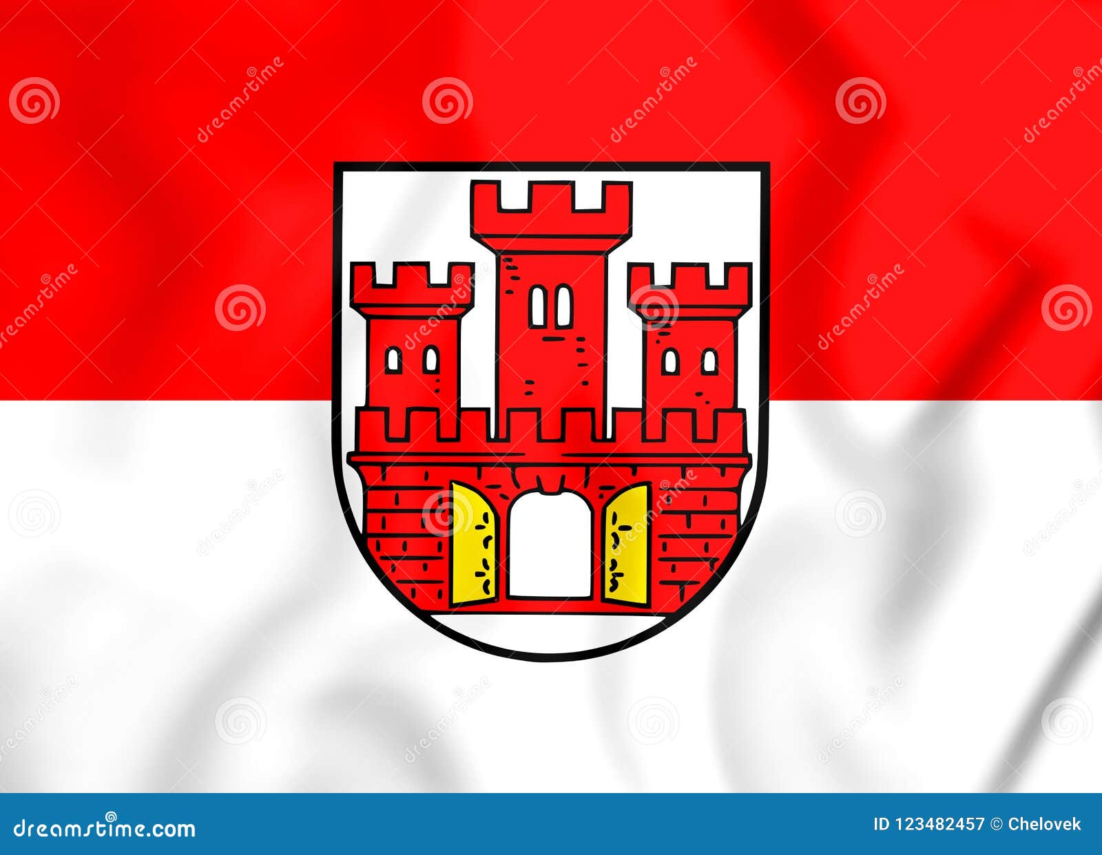 3d flag of weilheim in oberbayern bavaria, germany.
