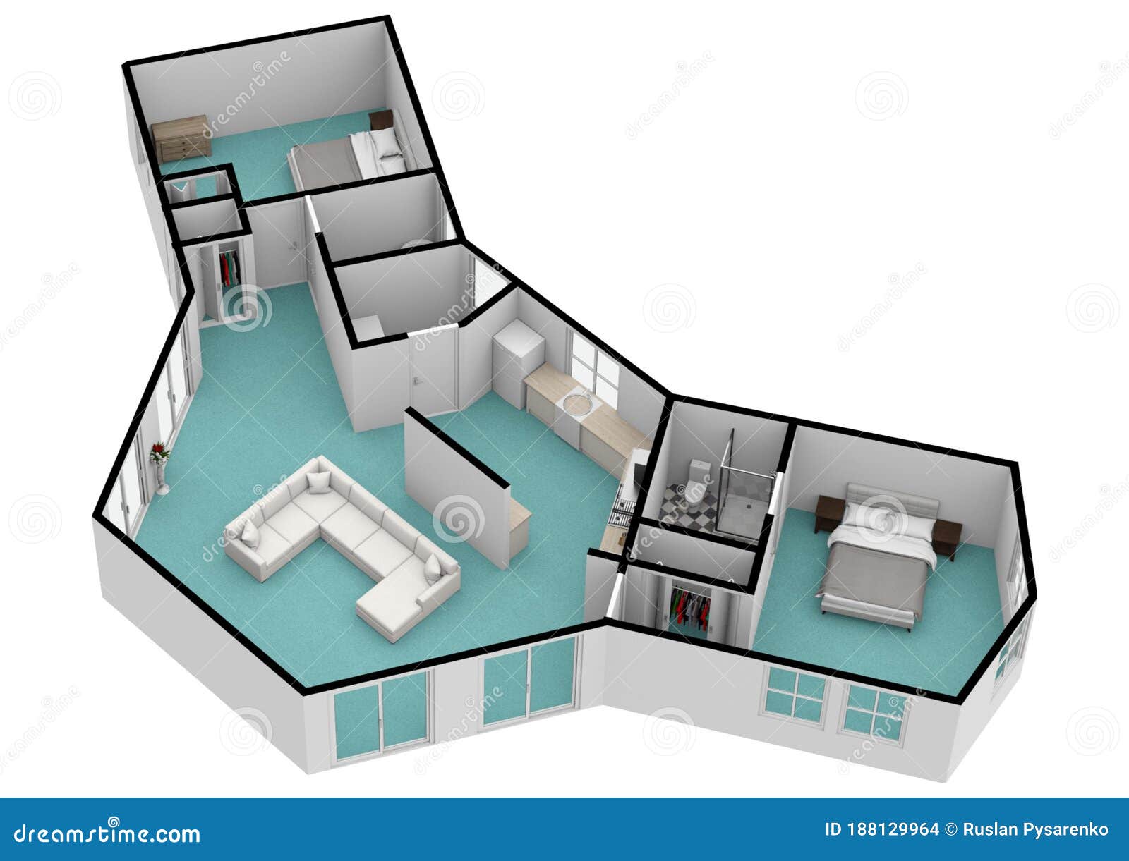Bedroom House plan 3D floor plan, 3d design, apartment, room, plan png |  PNGWing