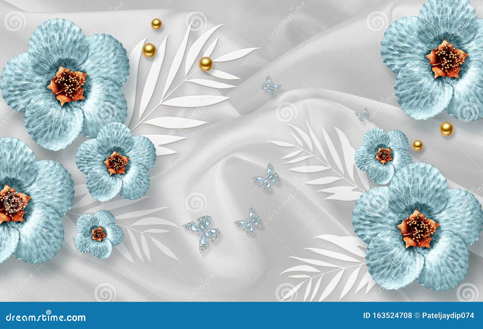 3d Flower Design Wallpaper Background, Stock Illustration - Illustration of  plant, beauty: 163524708