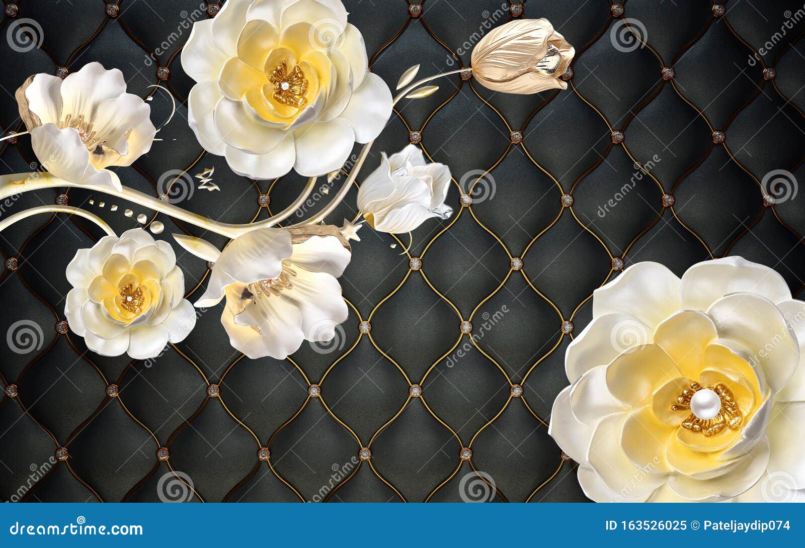 3d Flower Design Wallpaper Background, Stock Illustration - Illustration of  fresh, abstract: 163526025