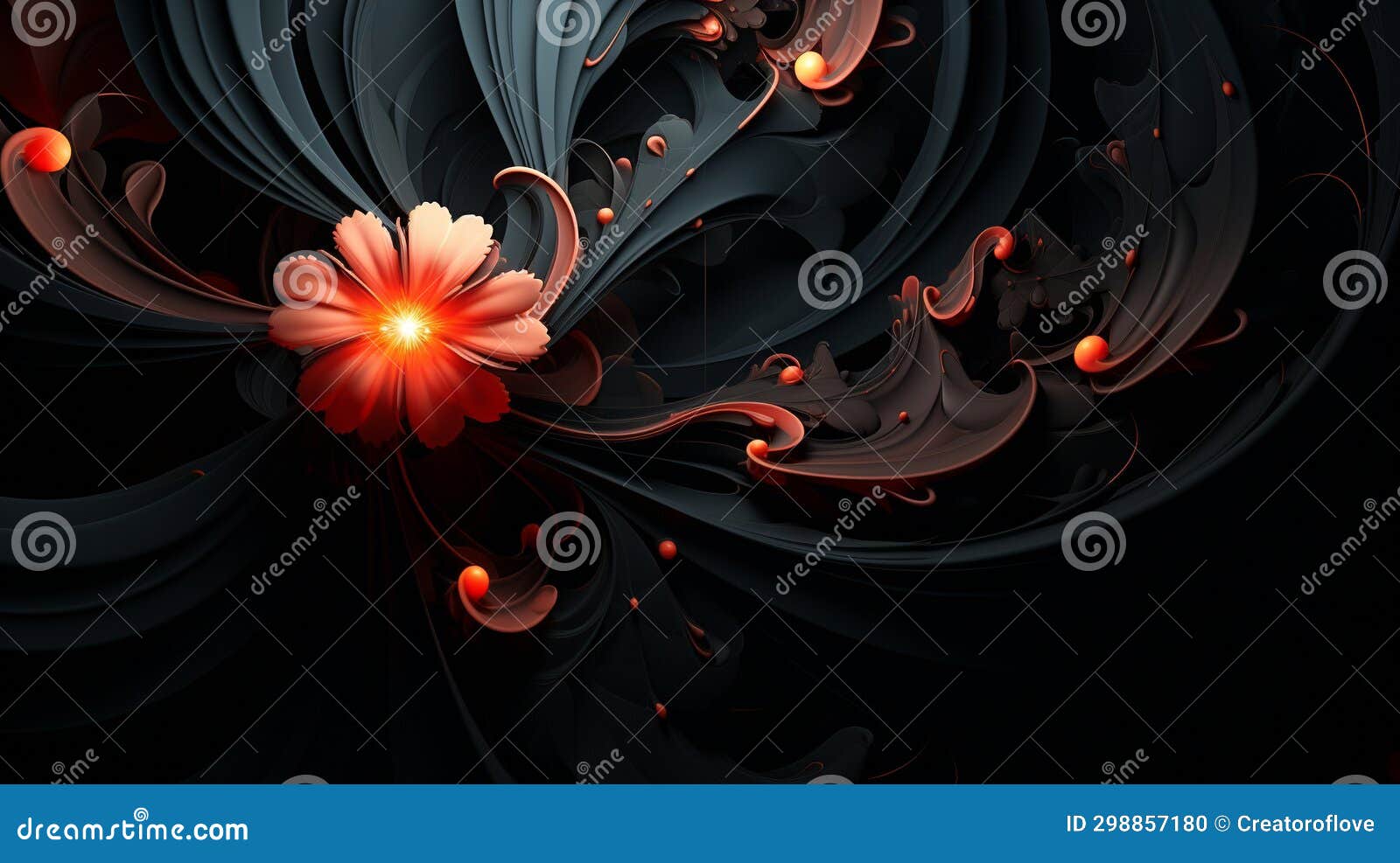 3D Flower Pattern on Dark Background Stock Illustration Illustration