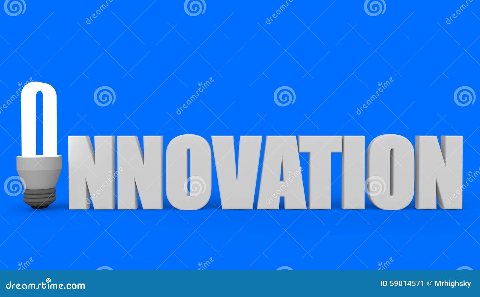 3D Fluorescent Bulb with Word Innovation Stock Illustration