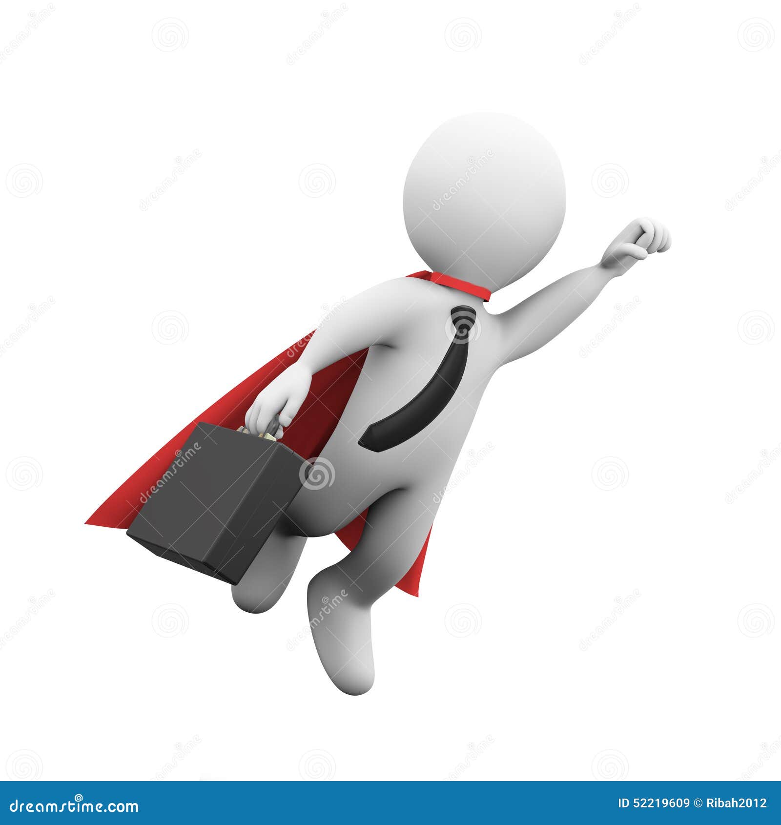 3d Flying Businessman Super Hero Superman In A Raincoat Stock