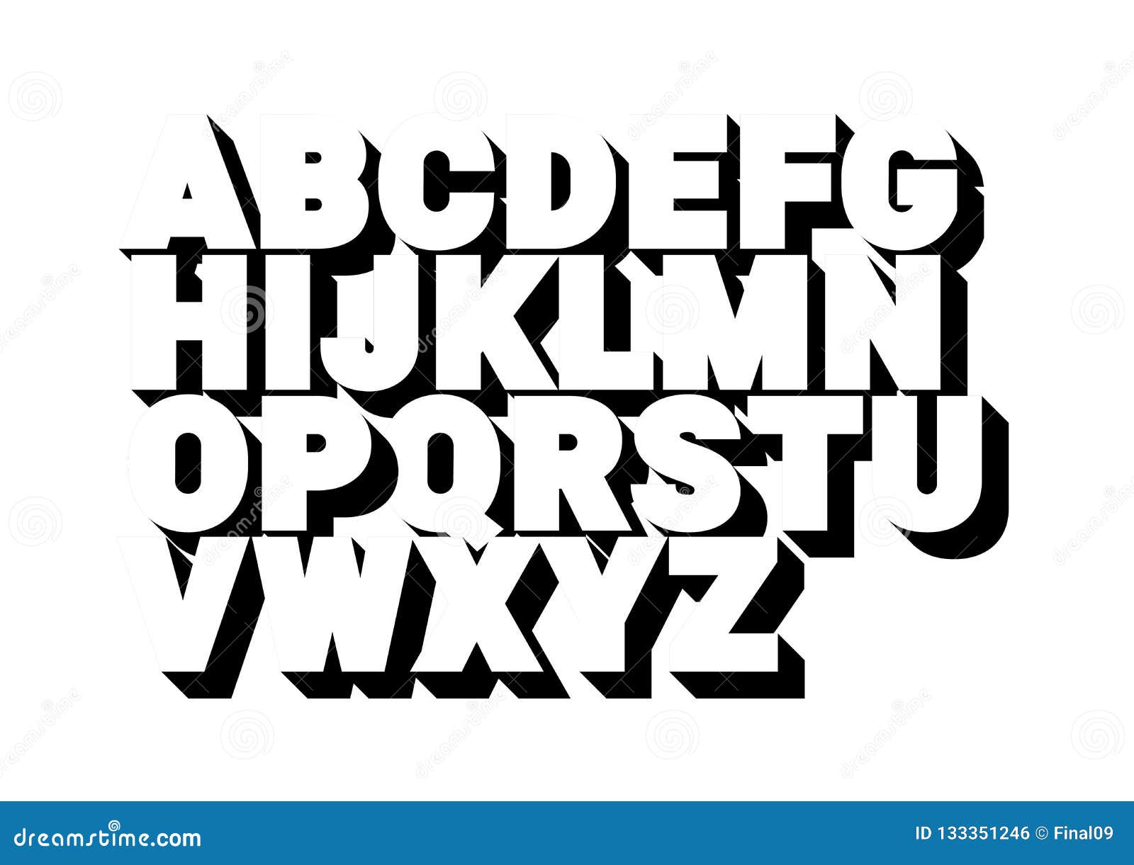3d font alphabet.