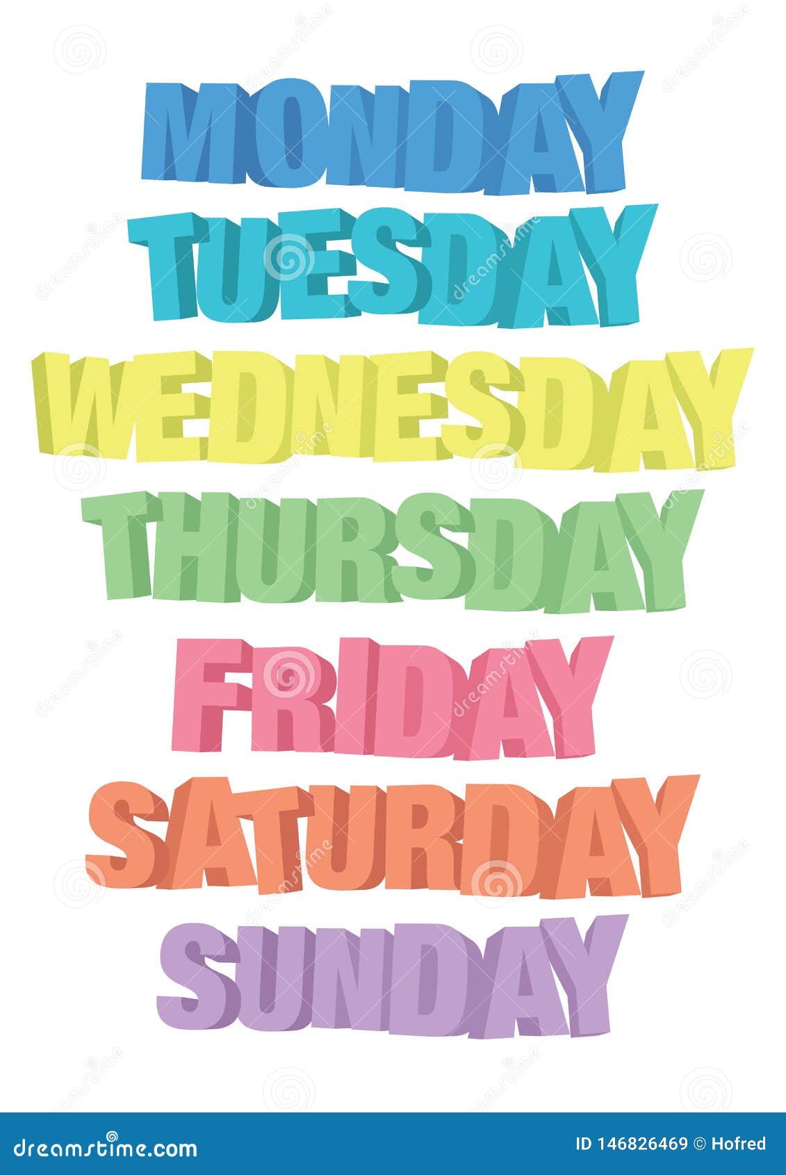 7 Days of the week. Sunday, Monday, Tuesday, Wednesday, Thursday, Friday,  Saturday. Colorful words for planner, calendar, etc. 4938967 Vector Art at  Vecteezy