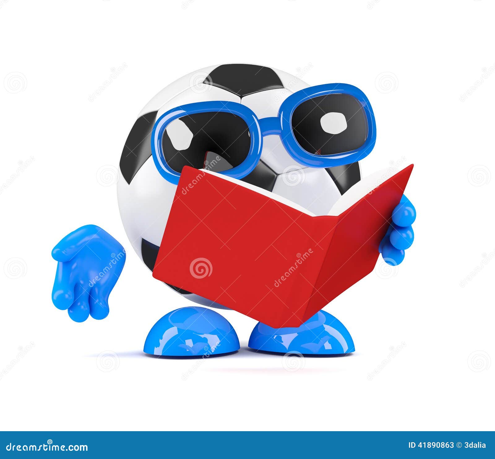 3d Football reads a book stock illustration. Illustration of league