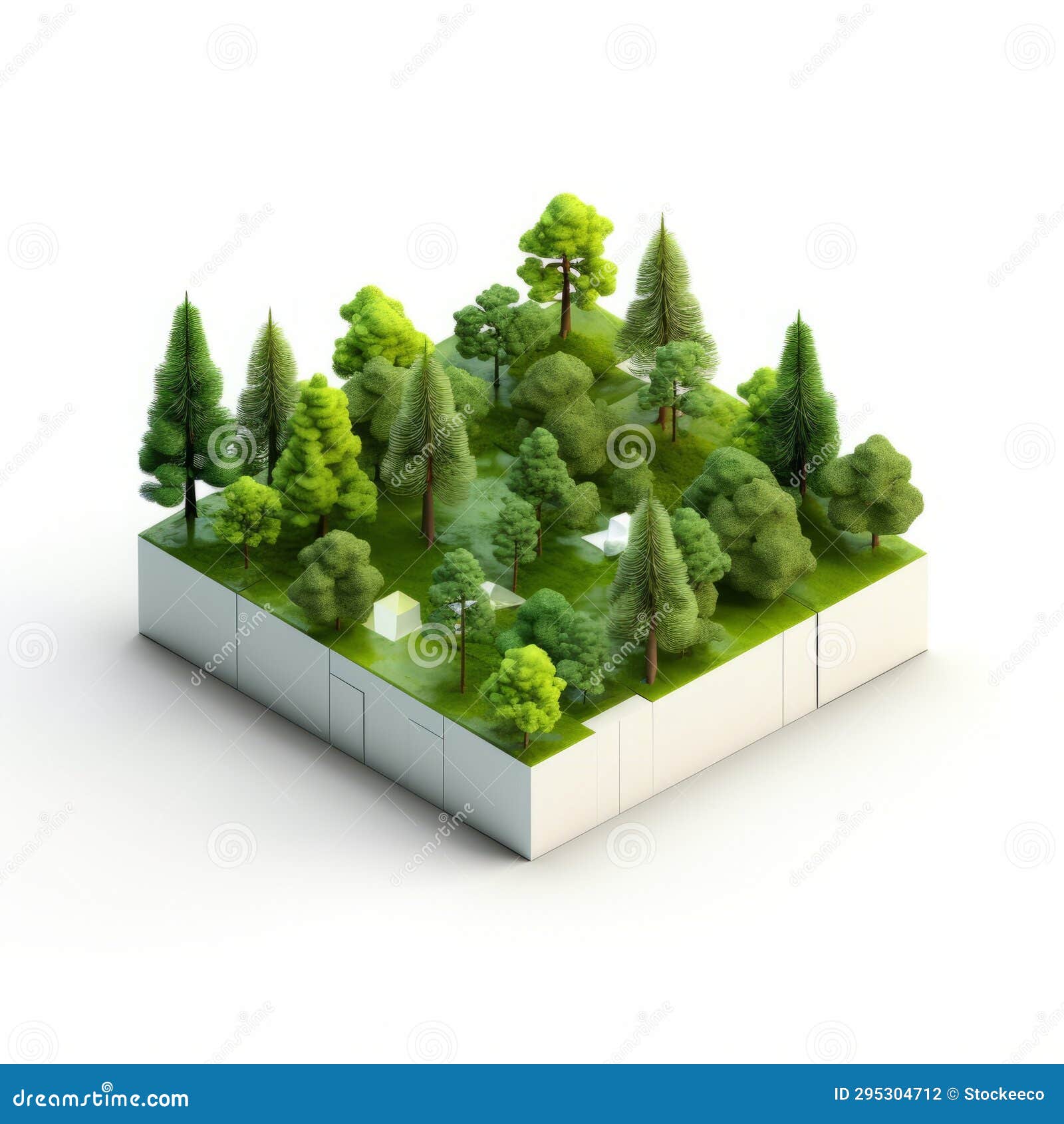 3d forest image: tranquil gardenscapes in modular constructivism style