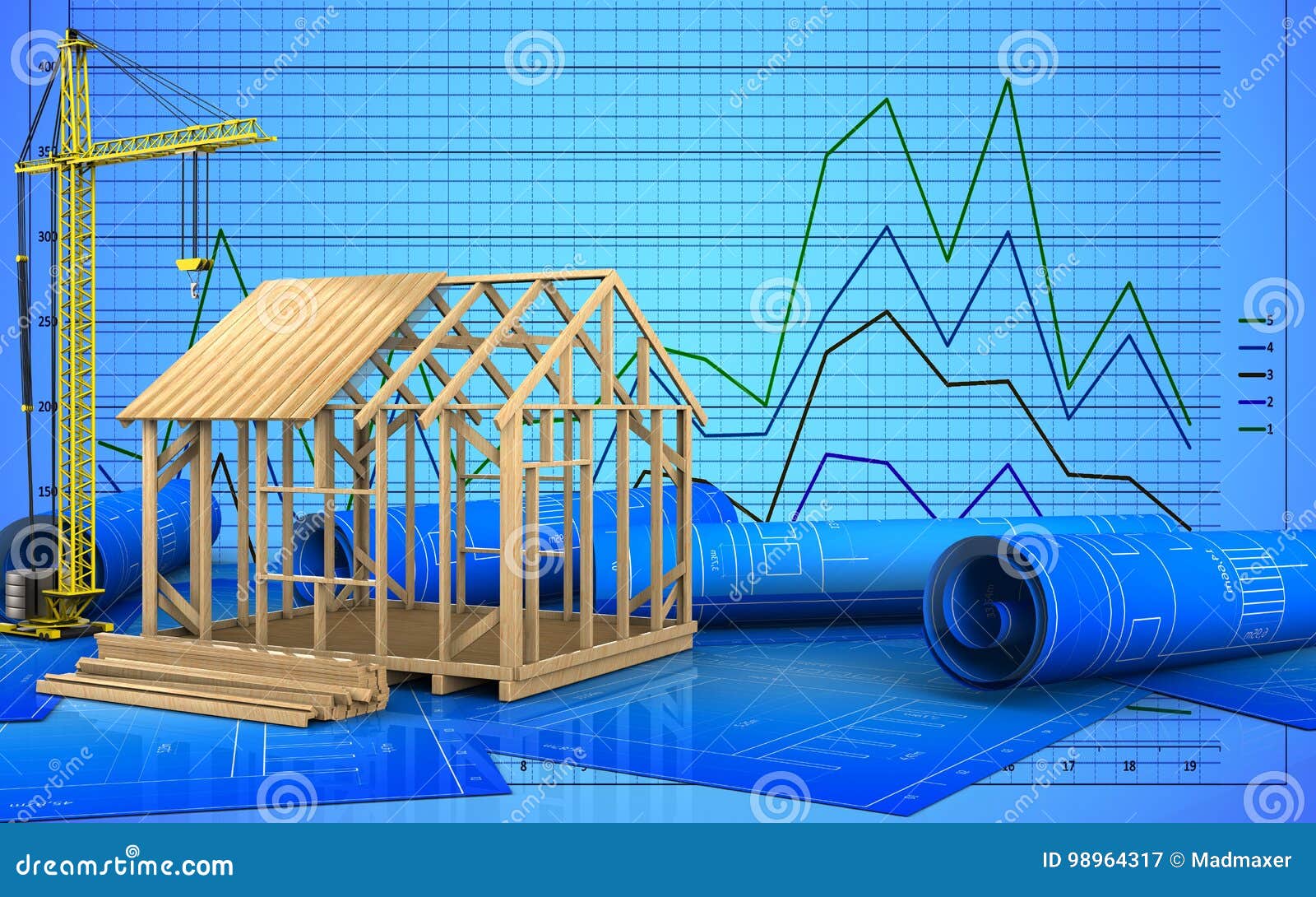 Download 3d Frame House Construction Stock Illustration Illustration Of Business Residential 98964317