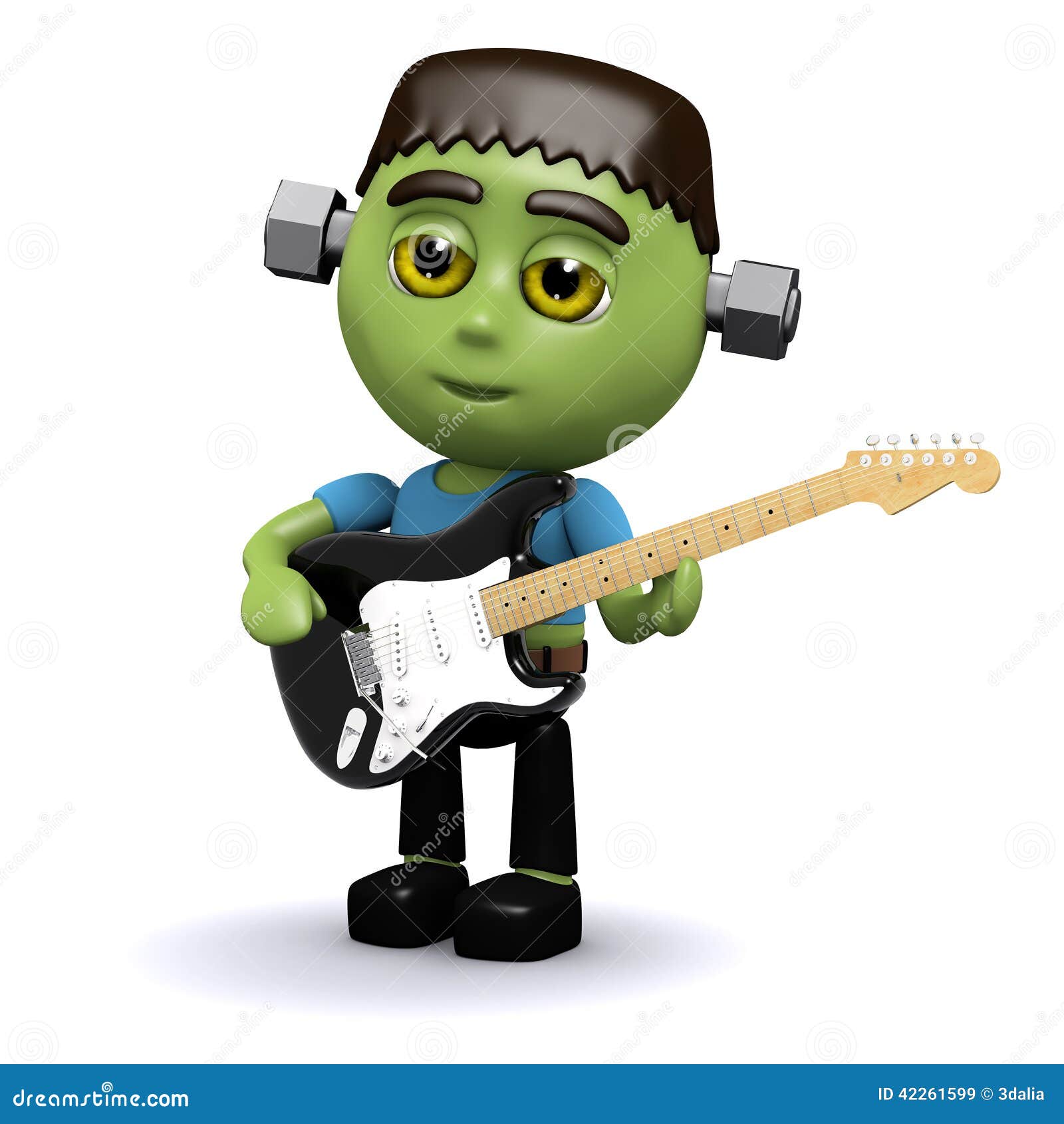 3d Frankenstein Plays Electric Guitar Stock Illustration Illustration