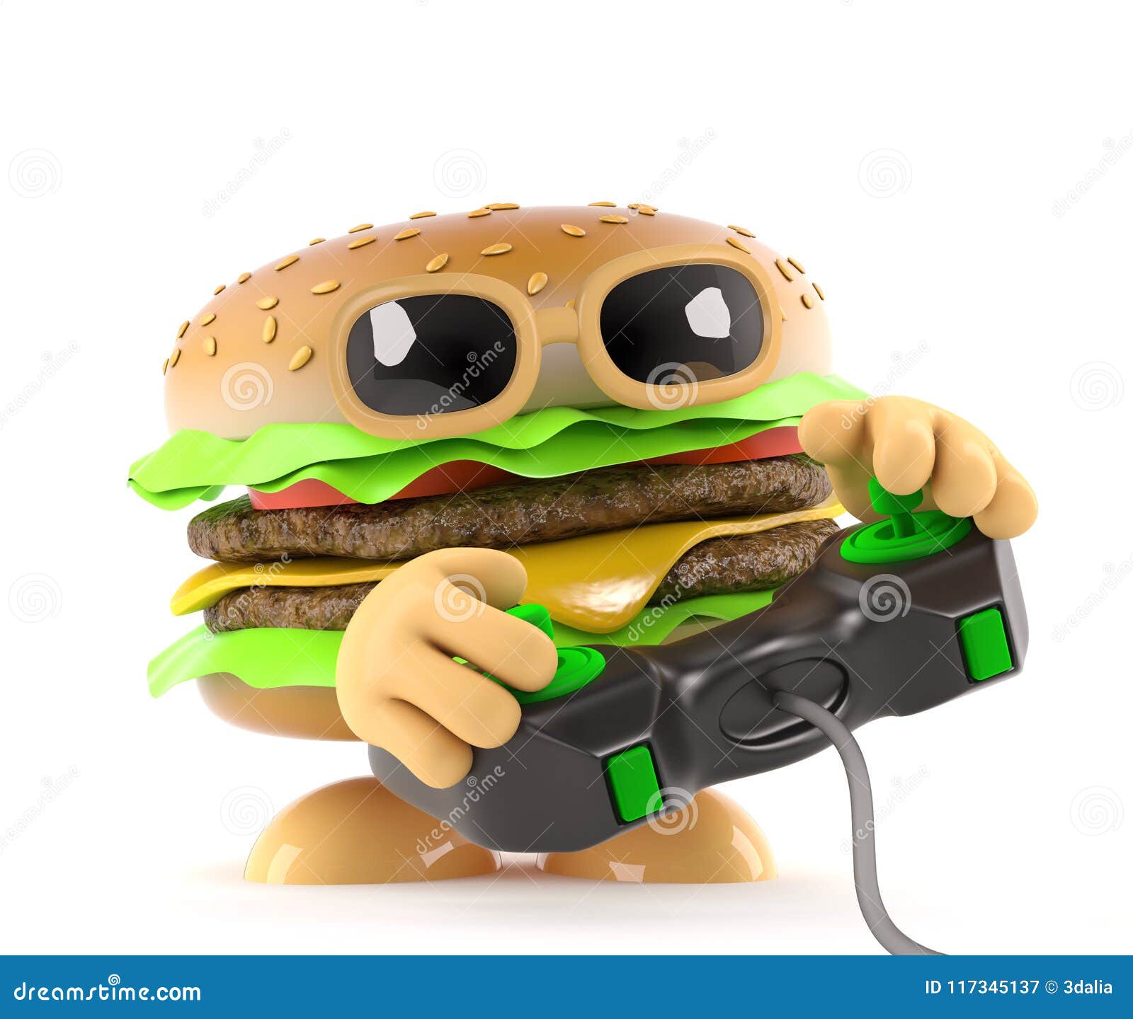 3d Funny Cartoon Beef Burger Playing a Video Game Stock Vector -  Illustration of lettuce, game: 117345137