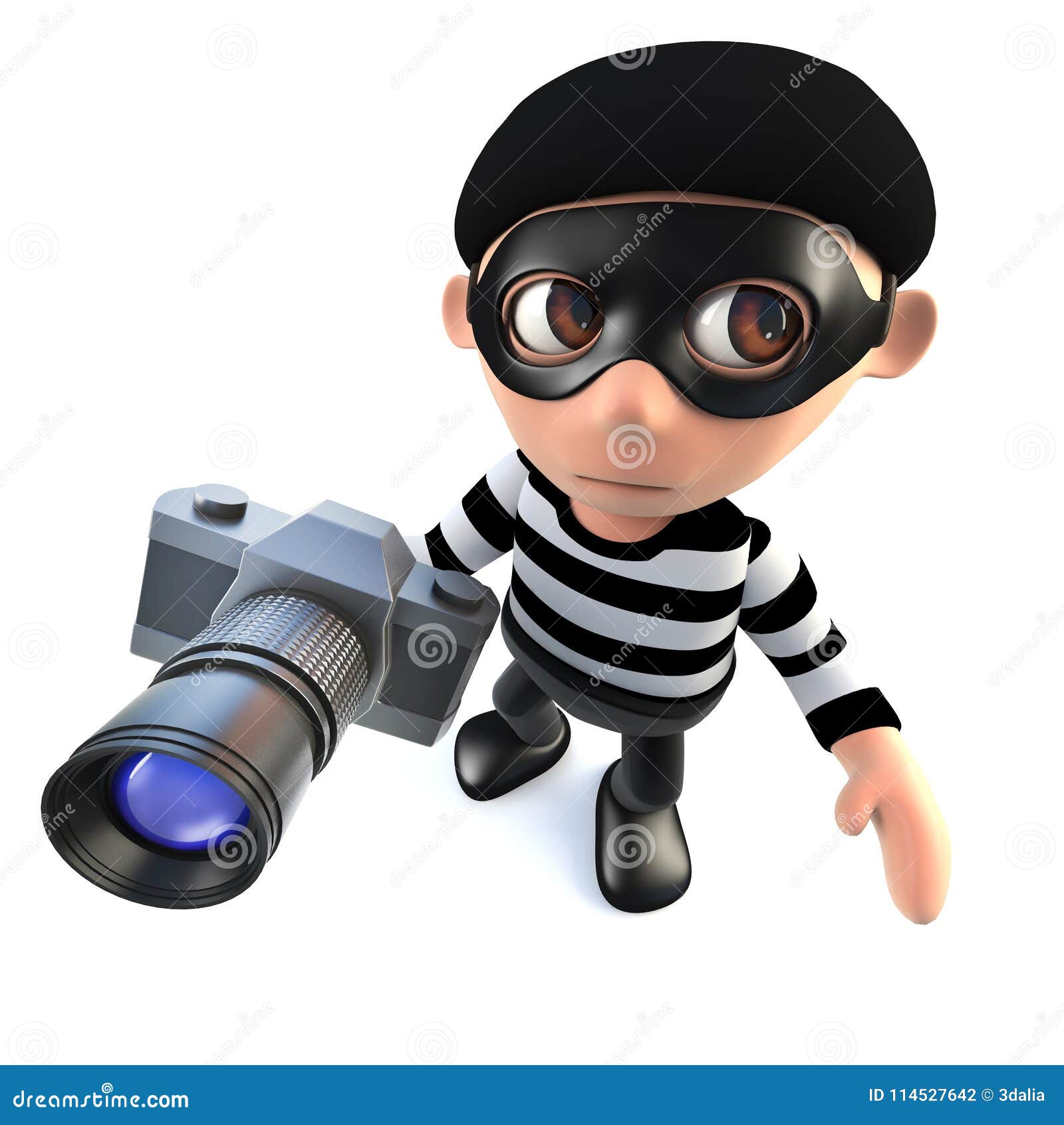 3d Funny Cartoon Burglar Thief Character Stealing a Camera Stock  Illustration - Illustration of artwork, background: 114527642