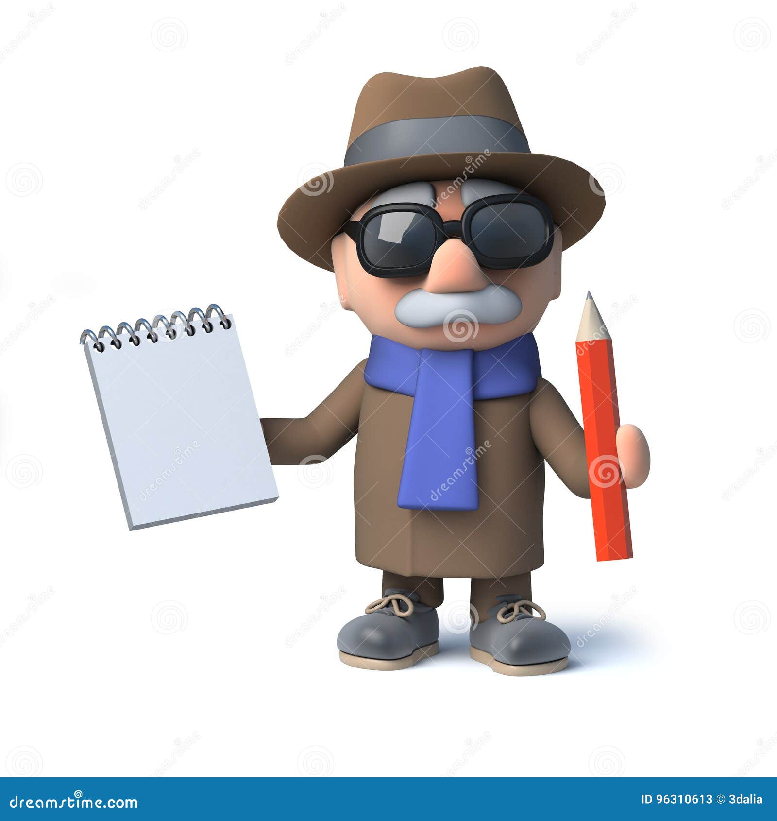 3d Funny Cartoon Old Man Character Takes Notes with Pad and Pencil Stock  Illustration - Illustration of cartoon, object: 96310613