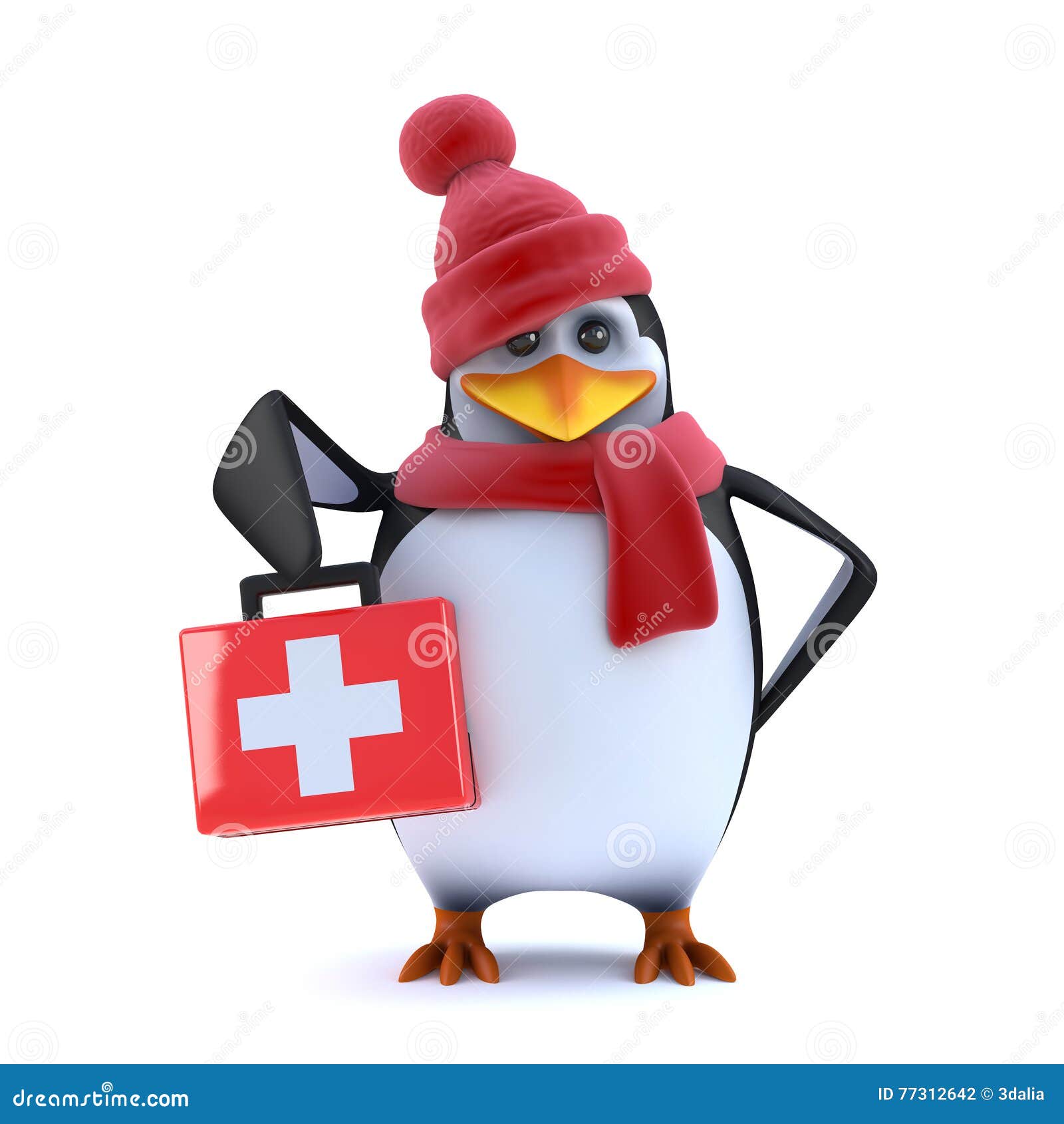 3d Funny Cartoon Winter Penguin Has a First Aid Kit Stock Illustration -  Illustration of penguin, xmas: 77312642
